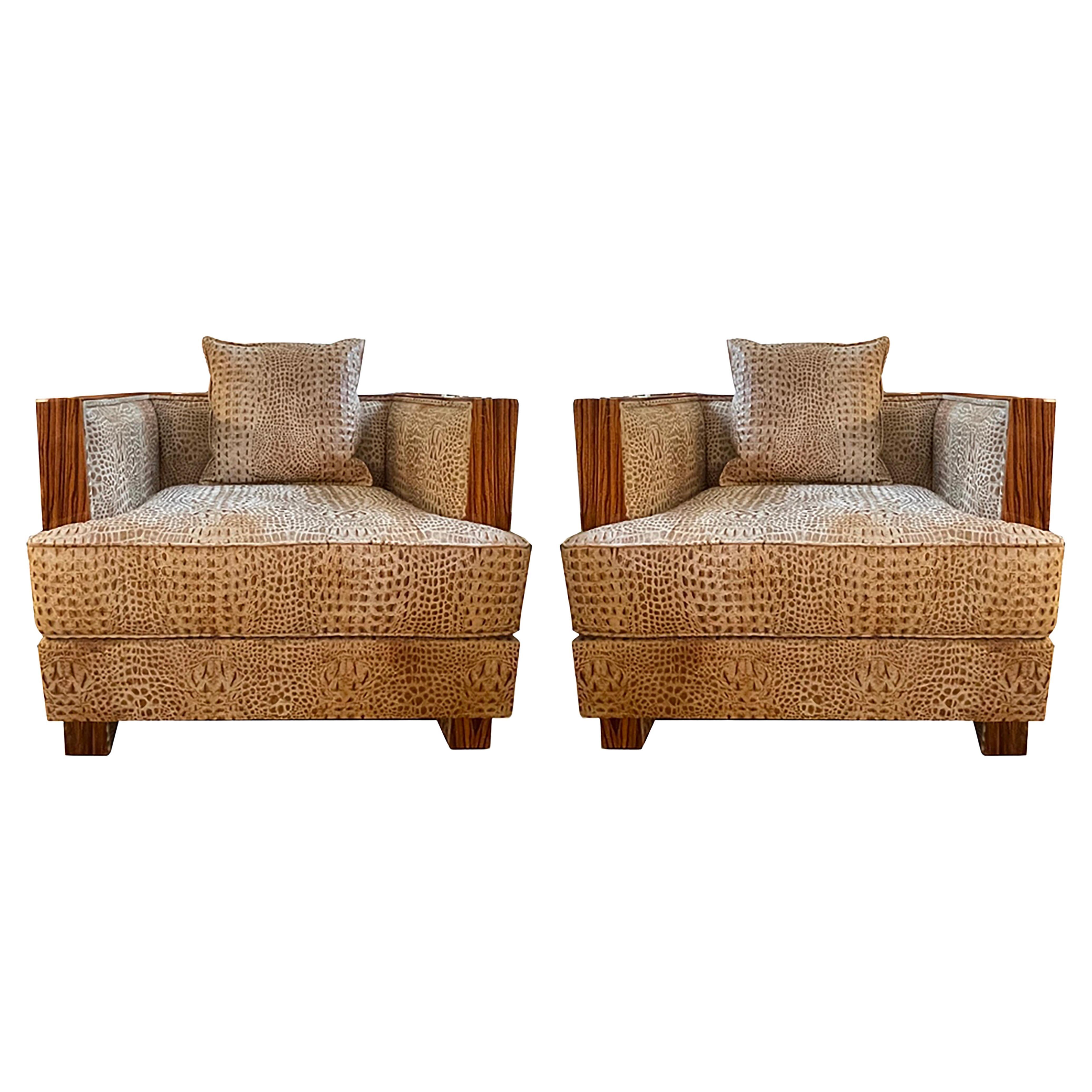 Zebra Wood Armchairs