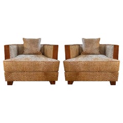 Pair of large Art Deco armchairs