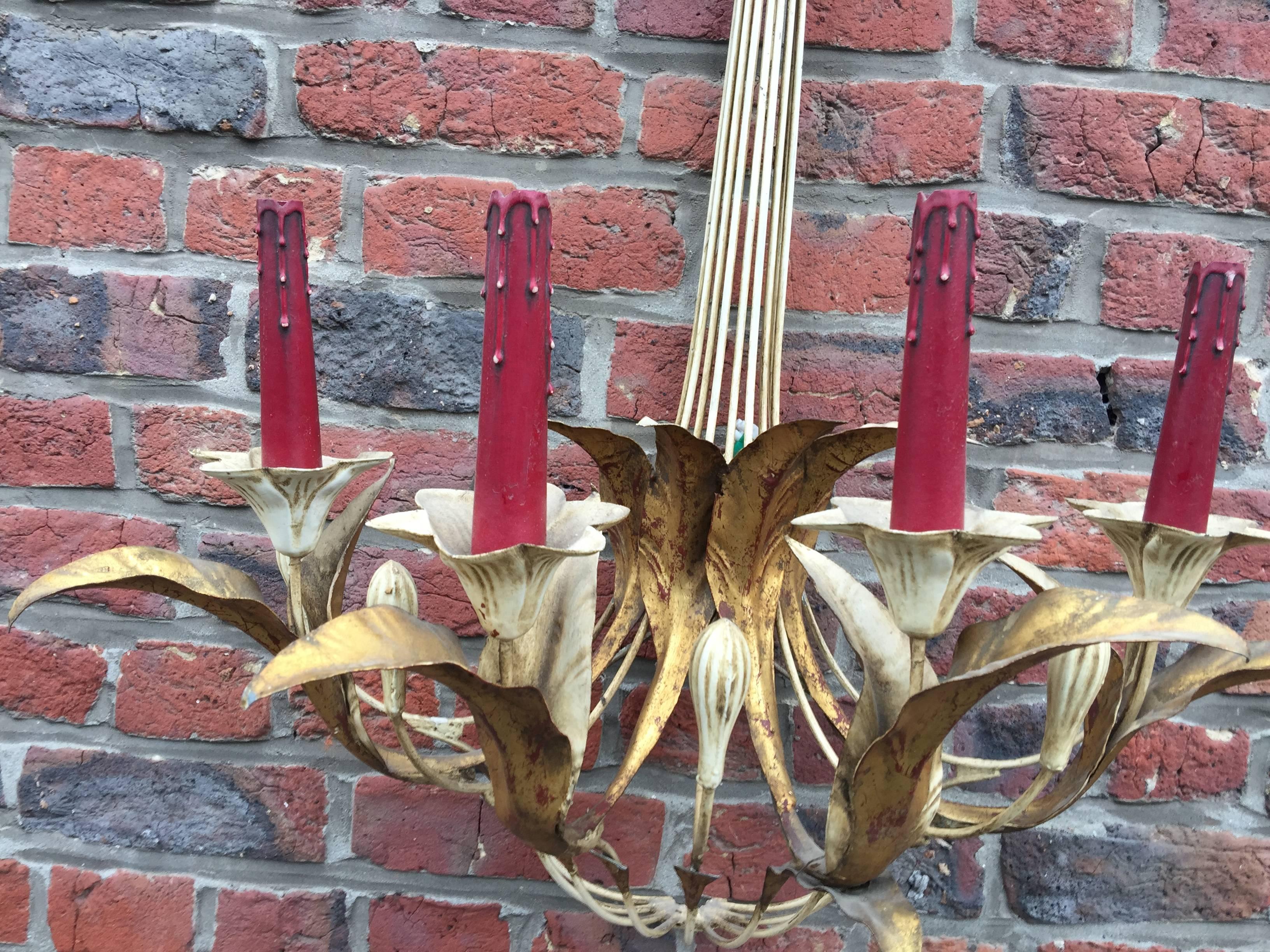 Mid-20th Century Pair of large Art Deco Baroque sconces in lacquered metal circa 1940. For Sale