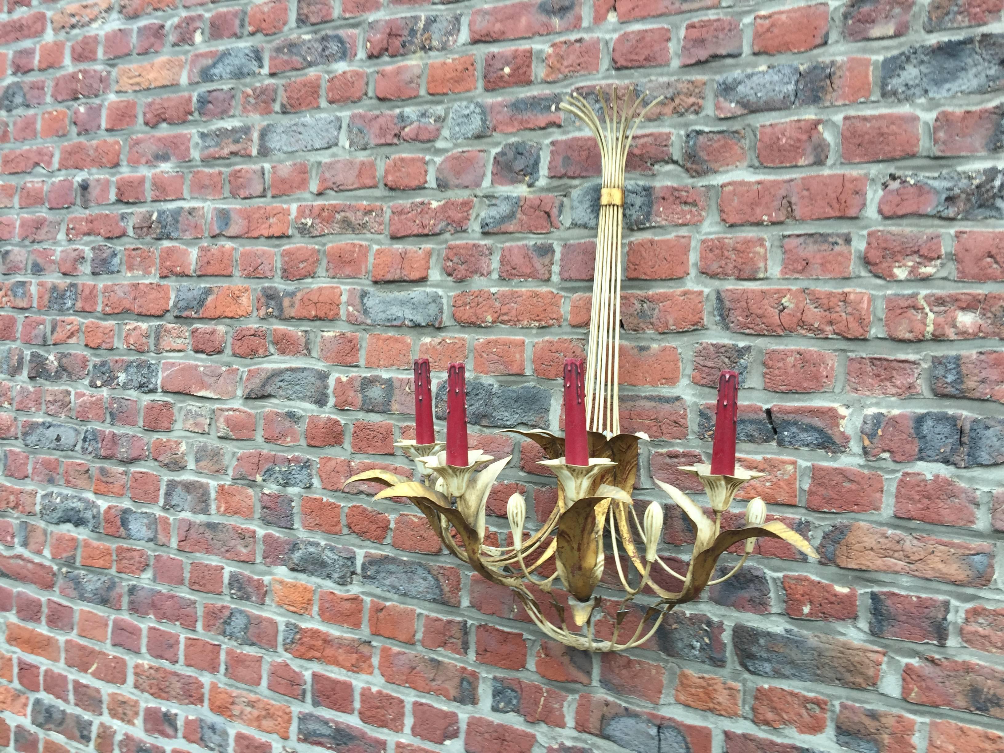 Pair of large Art Deco Baroque sconces in lacquered metal circa 1940. For Sale 1