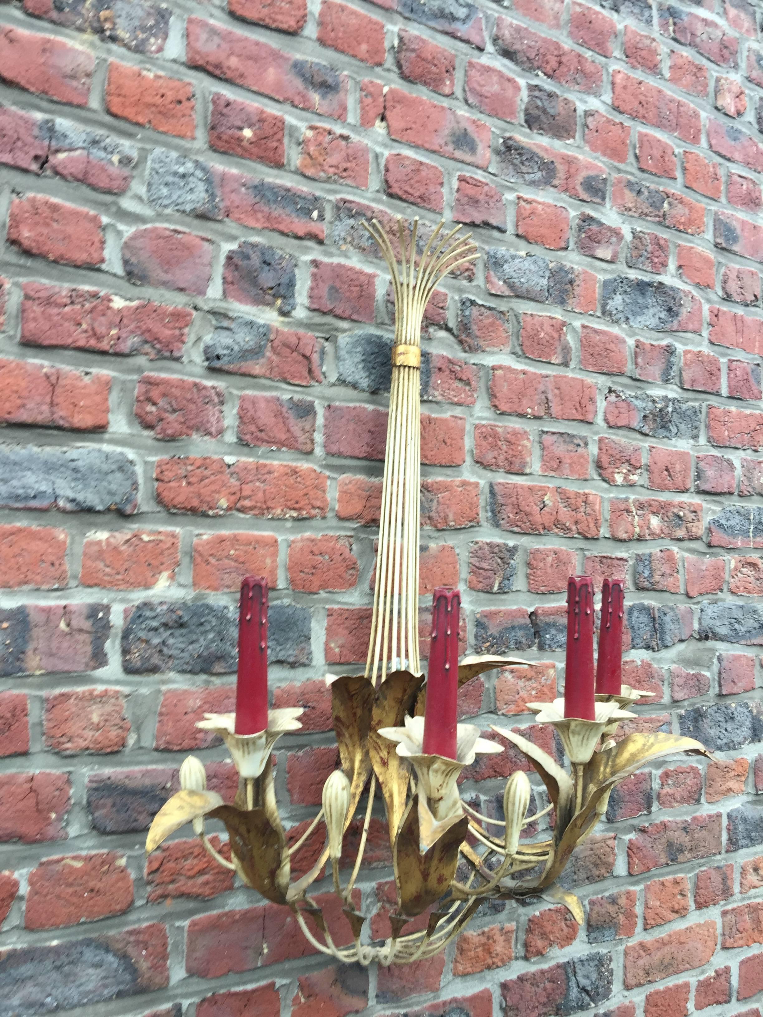 Pair of large Art Deco Baroque sconces in lacquered metal circa 1940. For Sale 2