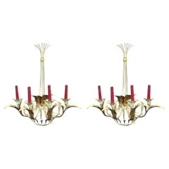 Pair of large Art Deco Baroque sconces in lacquered metal circa 1940.
