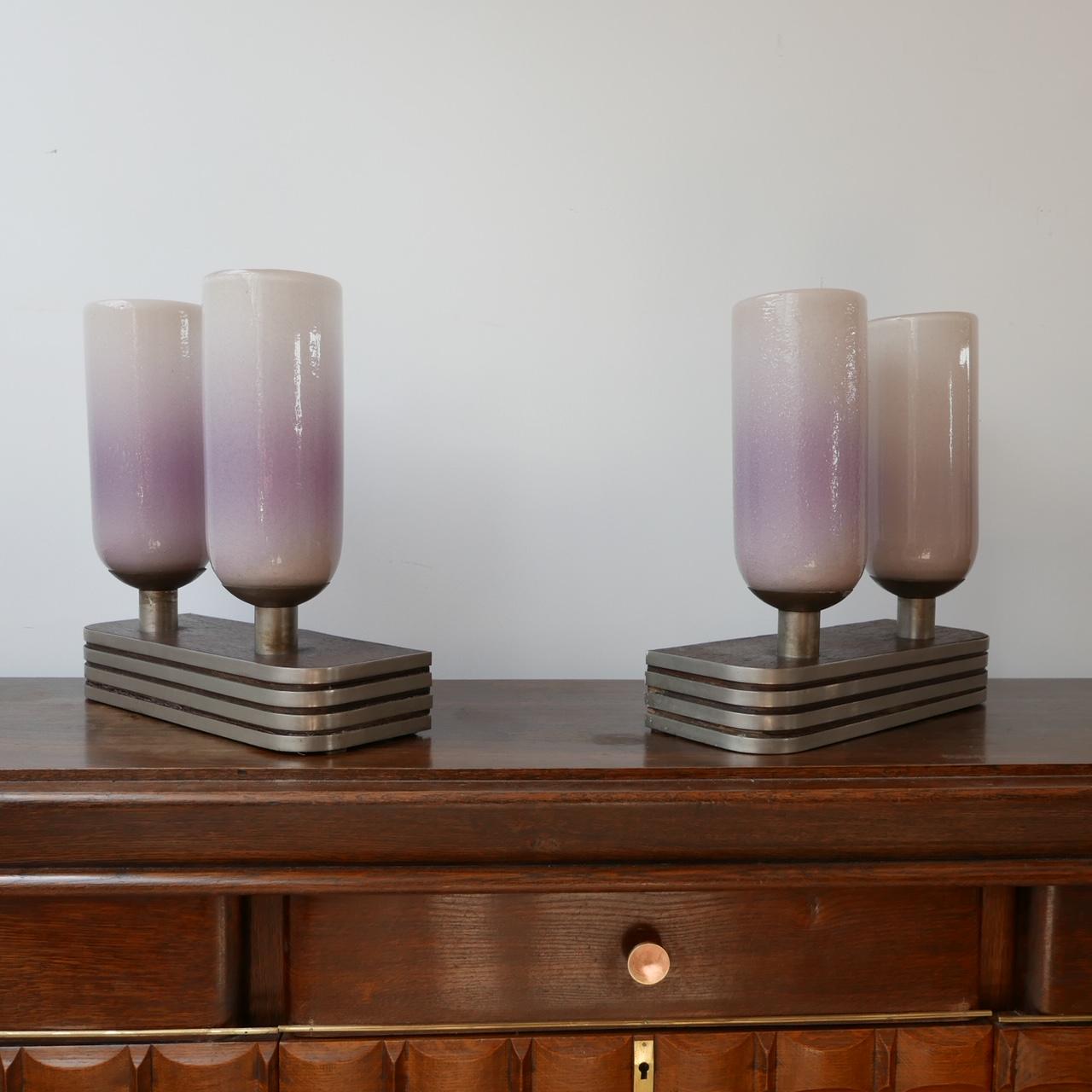 20th Century Pair of Large Art Deco Belgium Table Lamps
