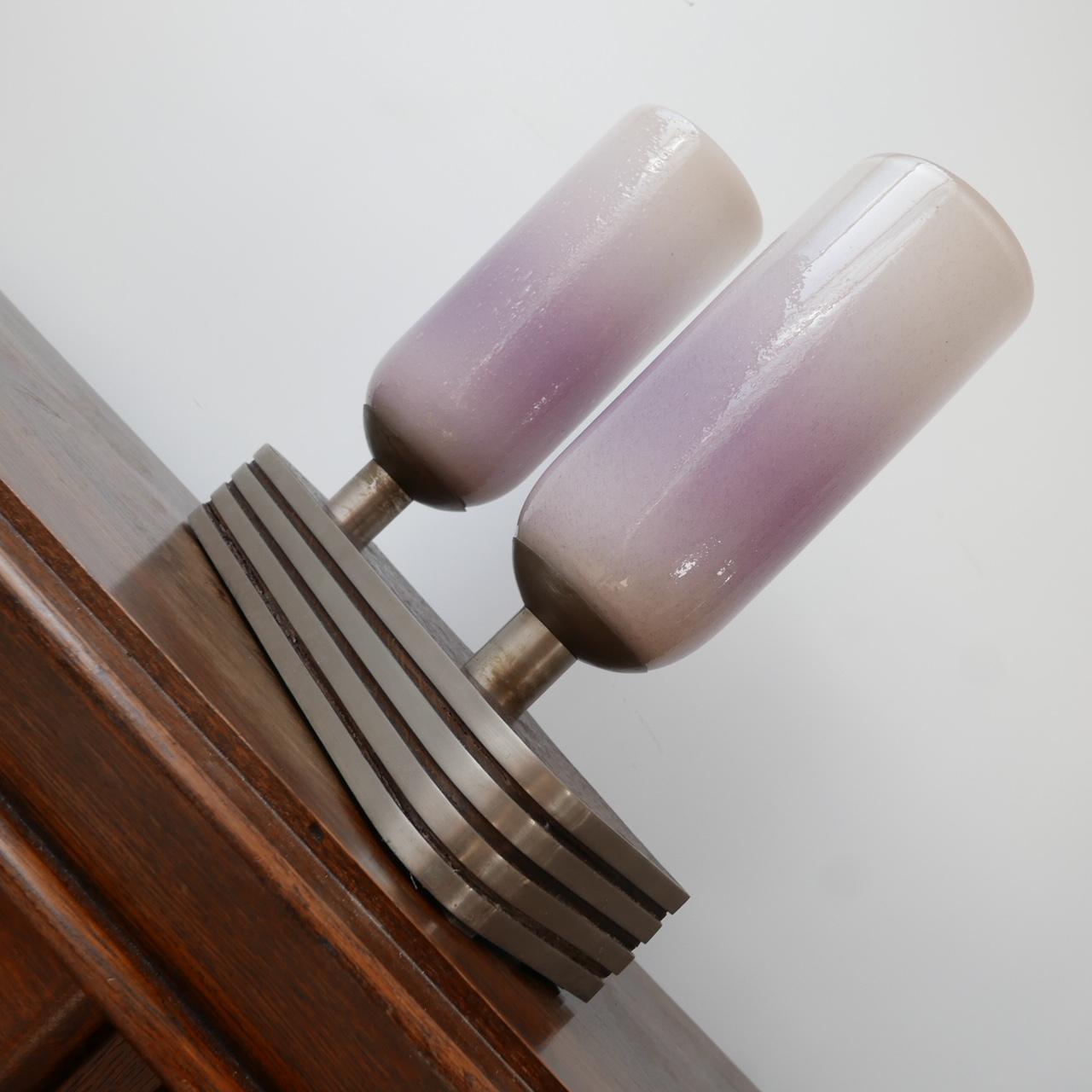 Metal Pair of Large Art Deco Belgium Table Lamps