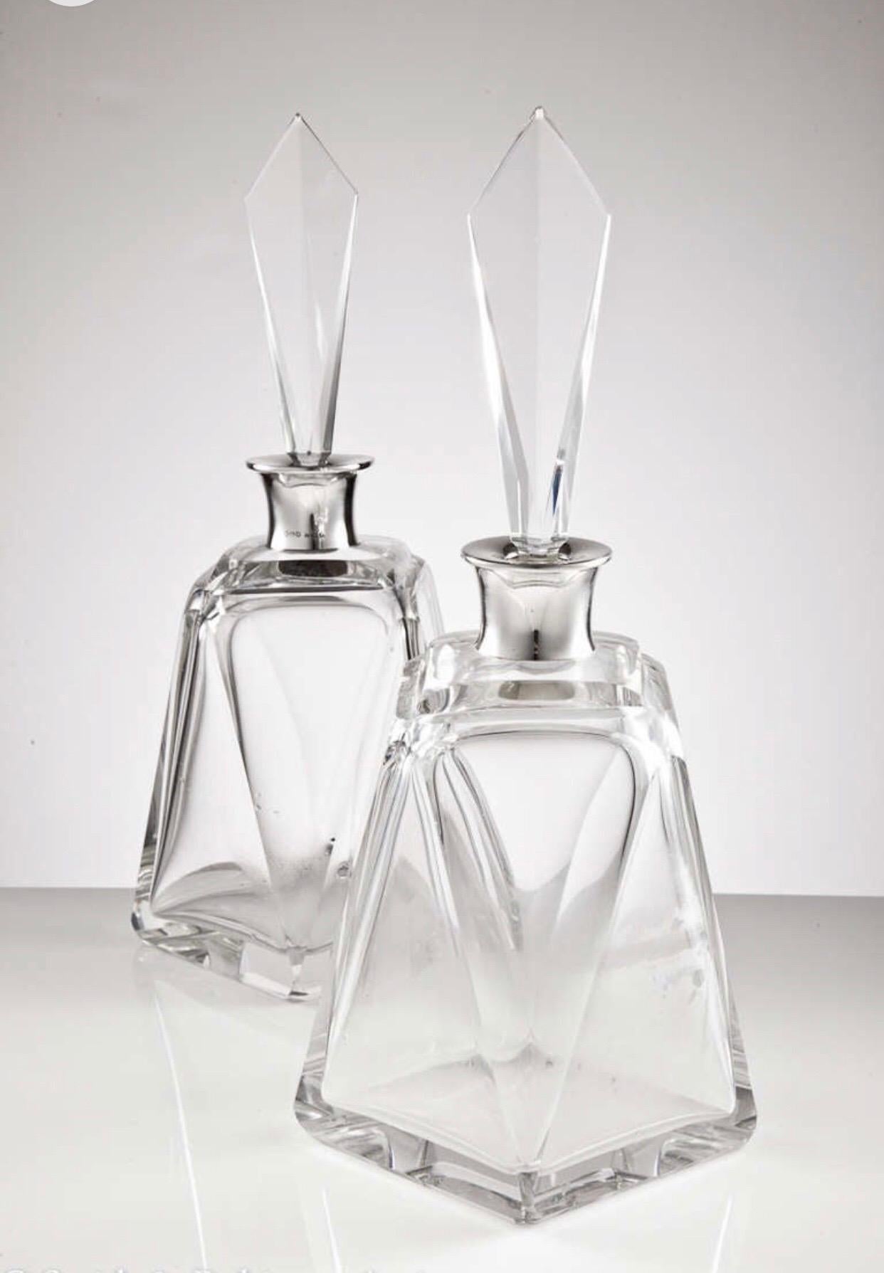 British Pair of Large Art Deco Decanters London 1920