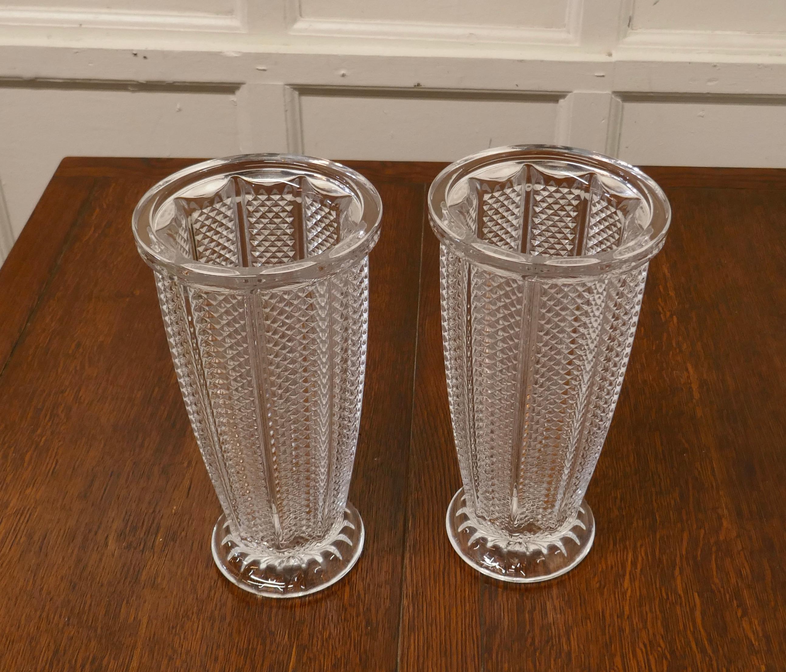 Pair of Large Art Deco French Glass Vases For Sale 1