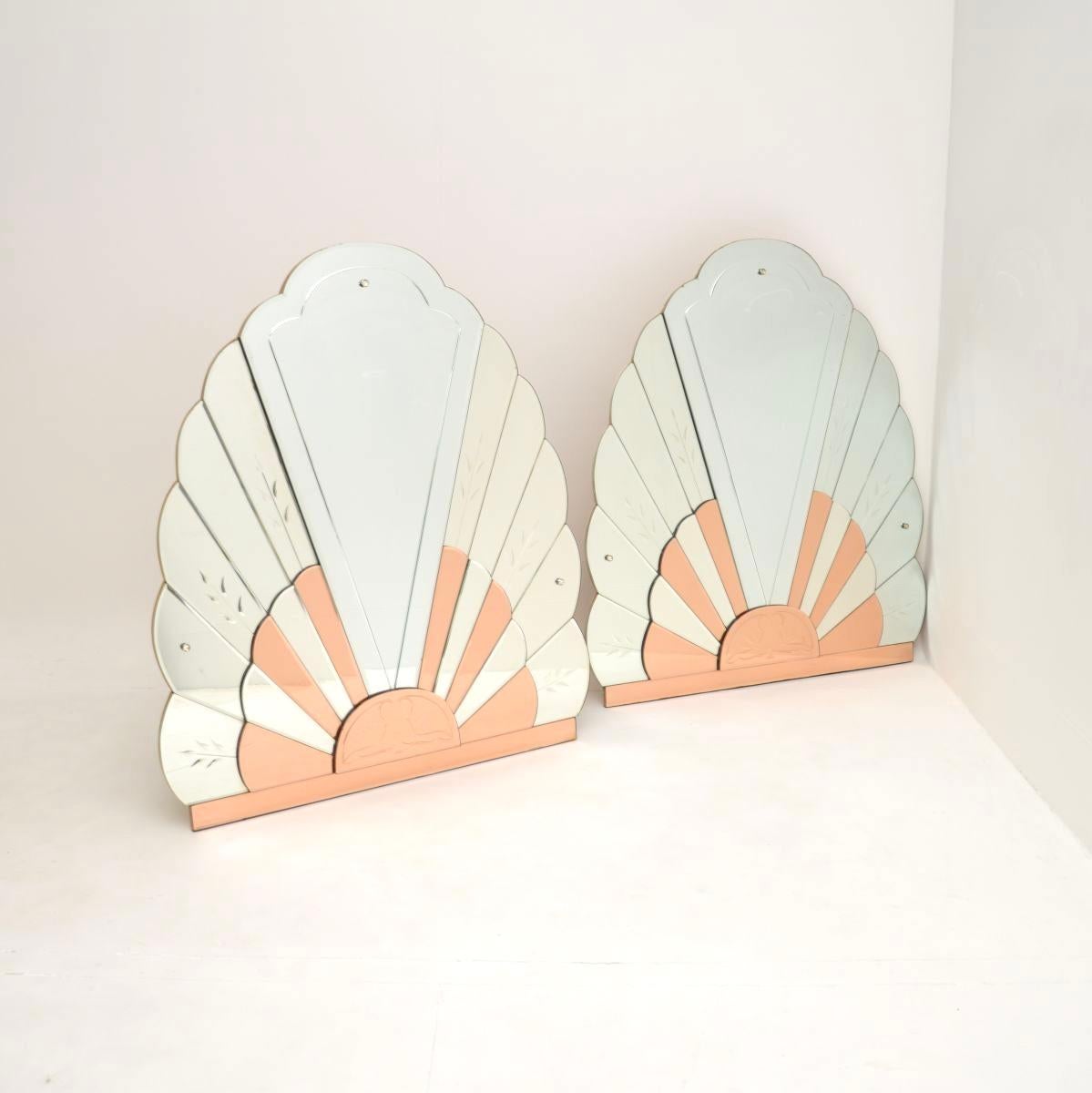 Art Déco Coppia di grandi specchi d'epoca in stile Deco Mirror in vendita
