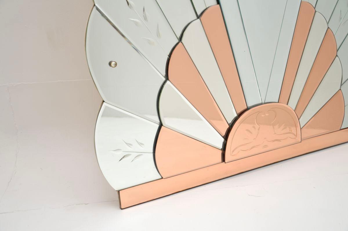 Metà XX secolo Coppia di grandi specchi d'epoca in stile Deco Mirror in vendita