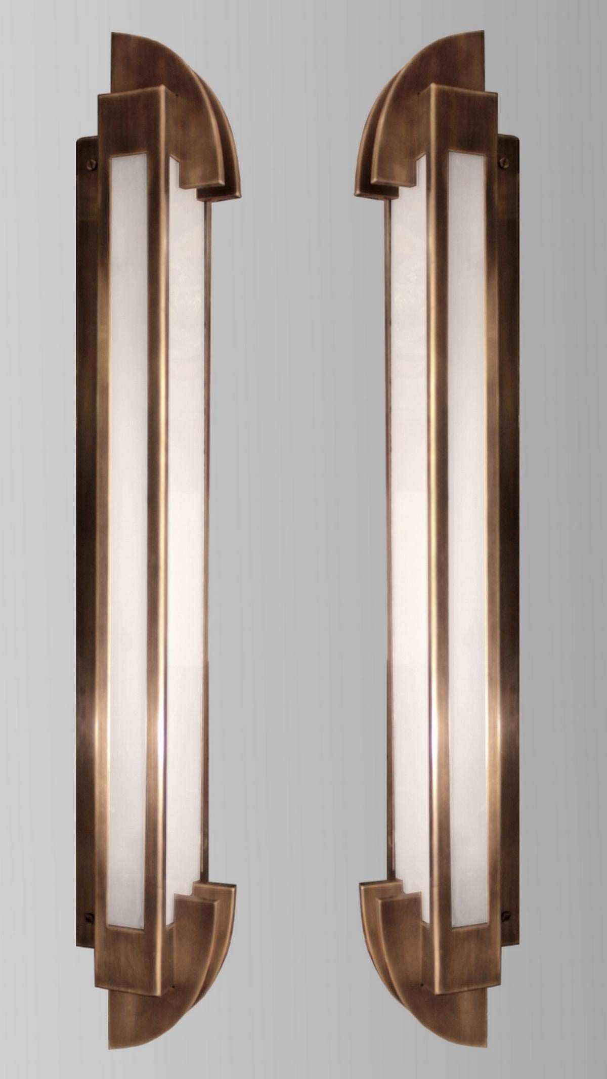 French Pair of Large Art Deco Sconces