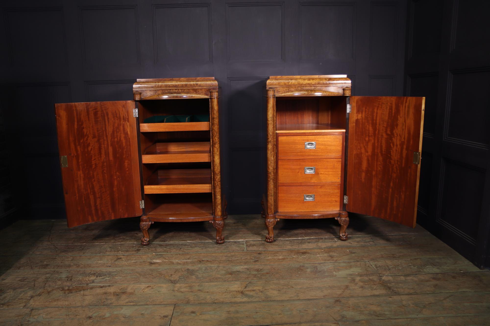 Pair of Large Art Deco Side Cabinets in Burr Walnut In Excellent Condition In Paddock Wood Tonbridge, GB