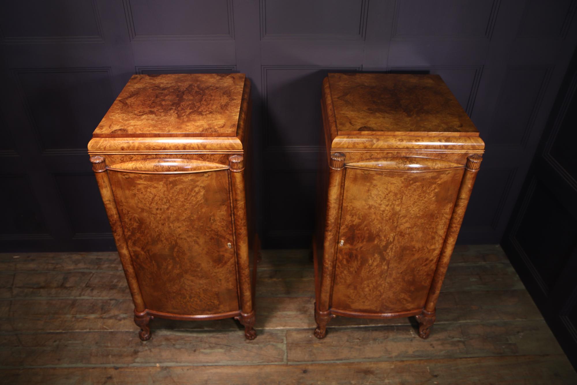Pair of Large Art Deco Side Cabinets in Burr Walnut 2