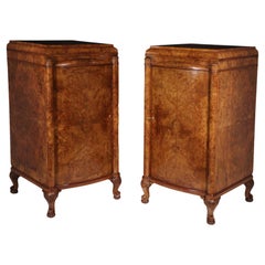 Pair of Large Art Deco Side Cabinets in Burr Walnut