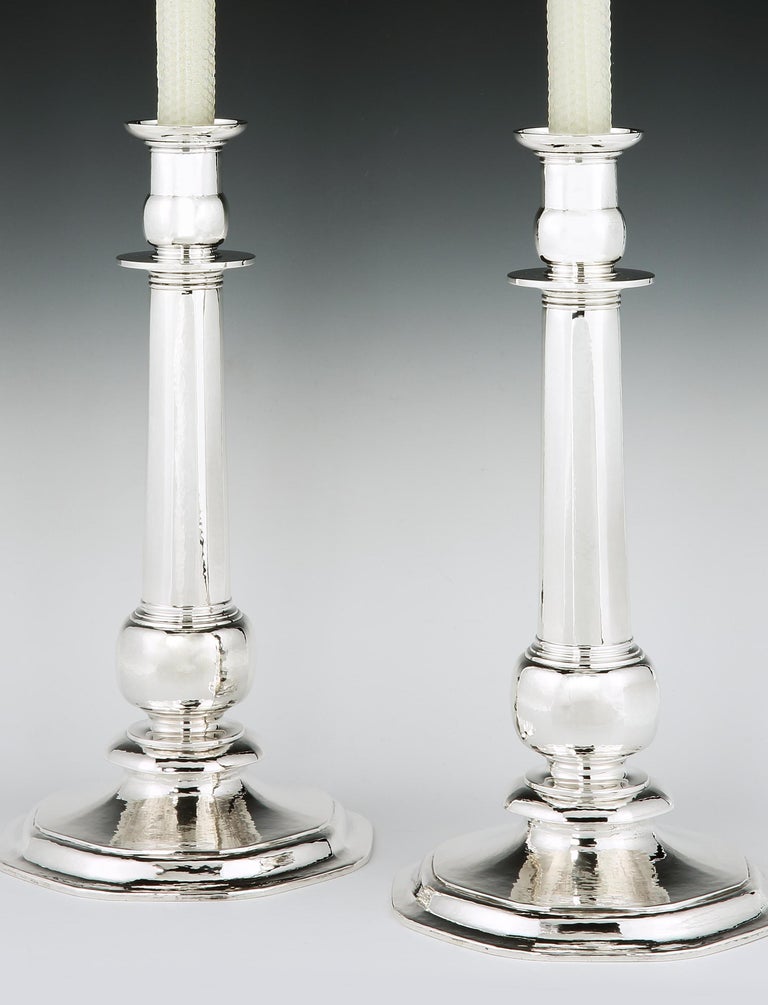 Pair of Large Art Deco Sterling Silver Candlesticks by Tiffany and Co