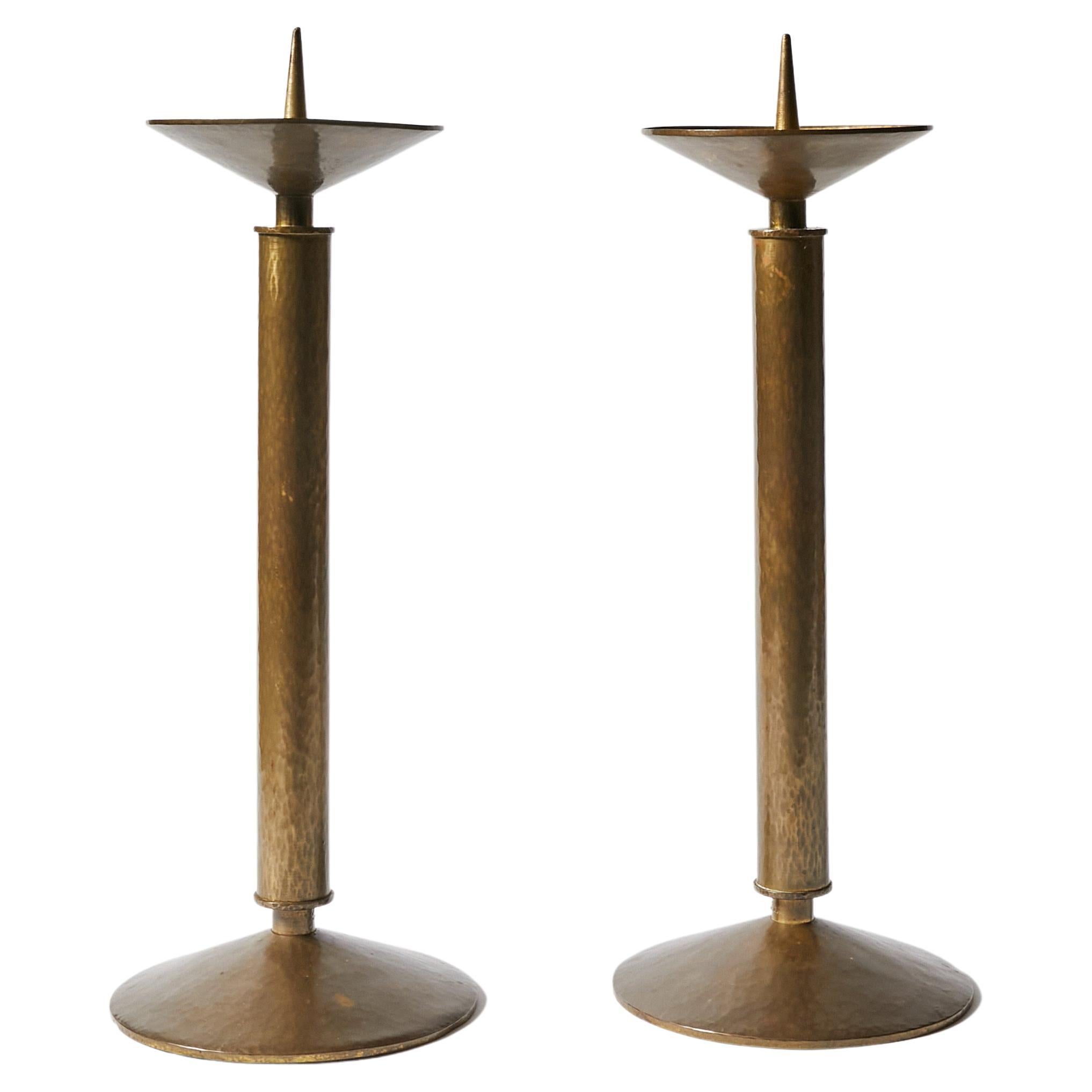 Pair of Large Art Deco Style Candle Holders For Sale