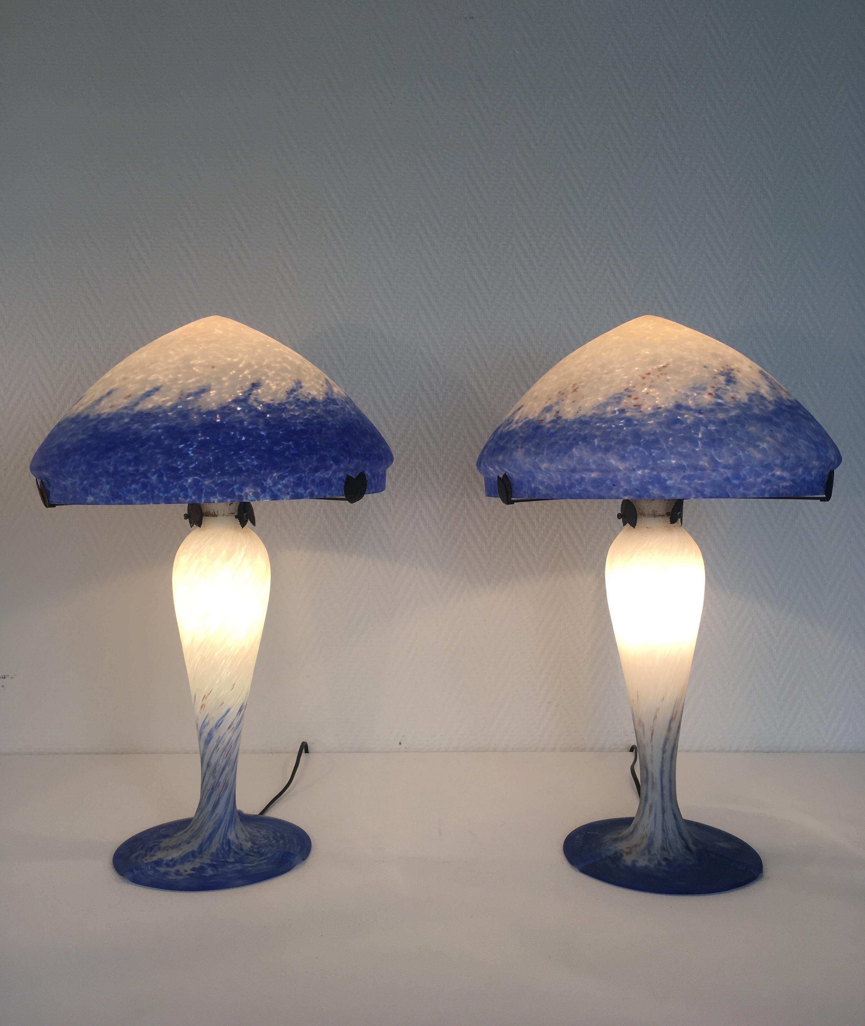 French Pair of Large Art Deco Table Lamps by Art de France