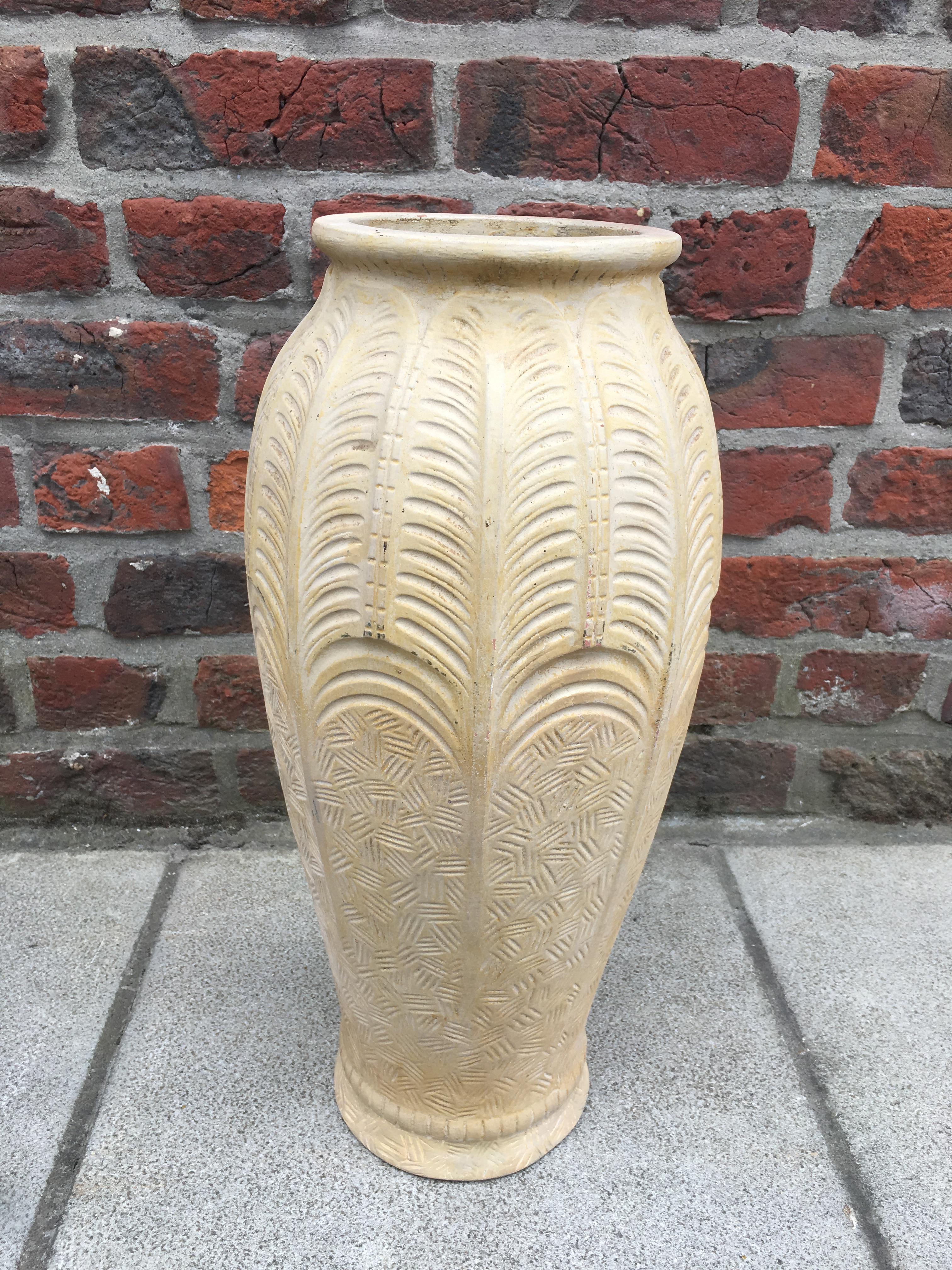 Mid-20th Century  Large Art Deco Vase Brutalist Terracotta, circa 1940