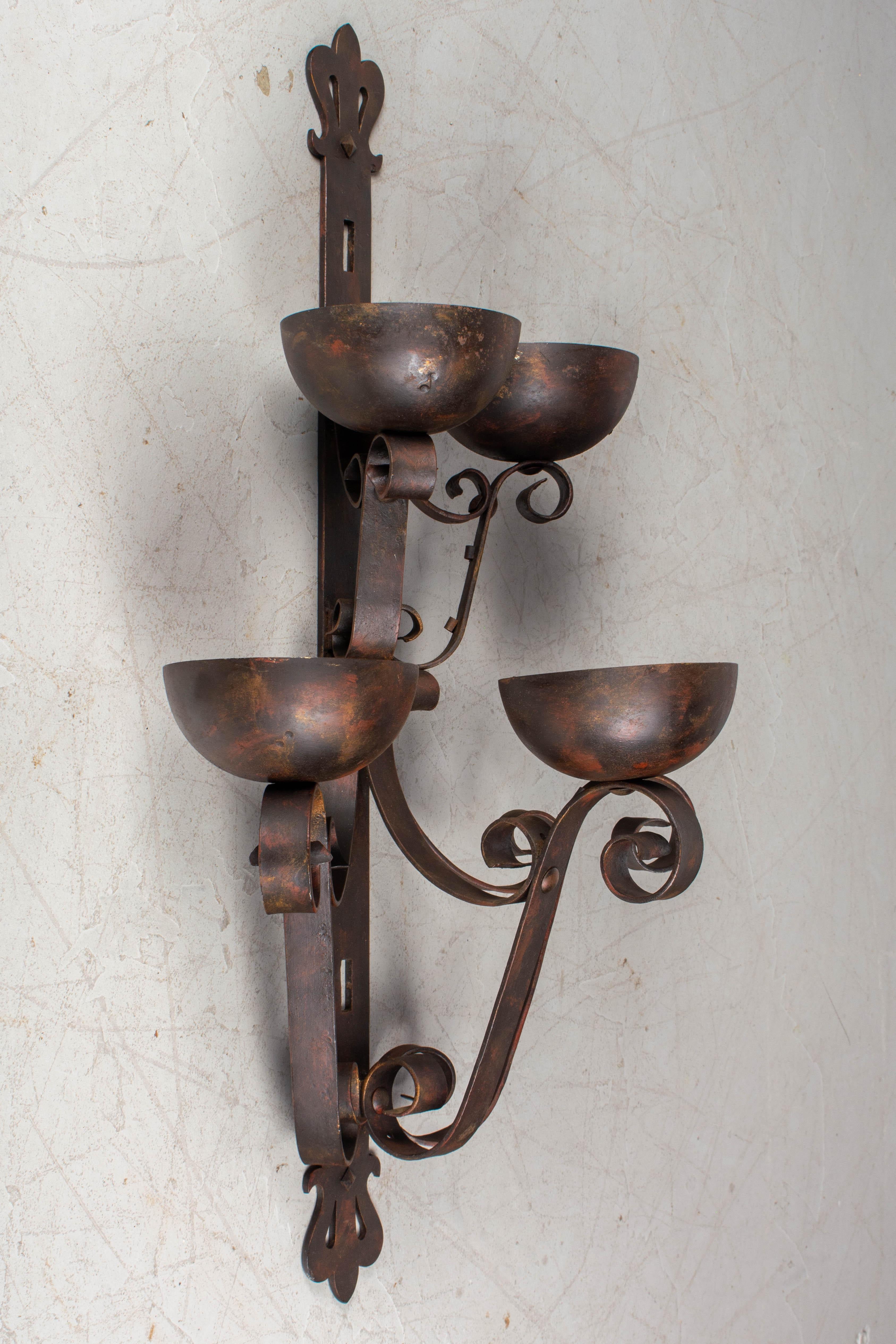 Art Deco Wrought Iron Large Theater Sconces For Sale 3
