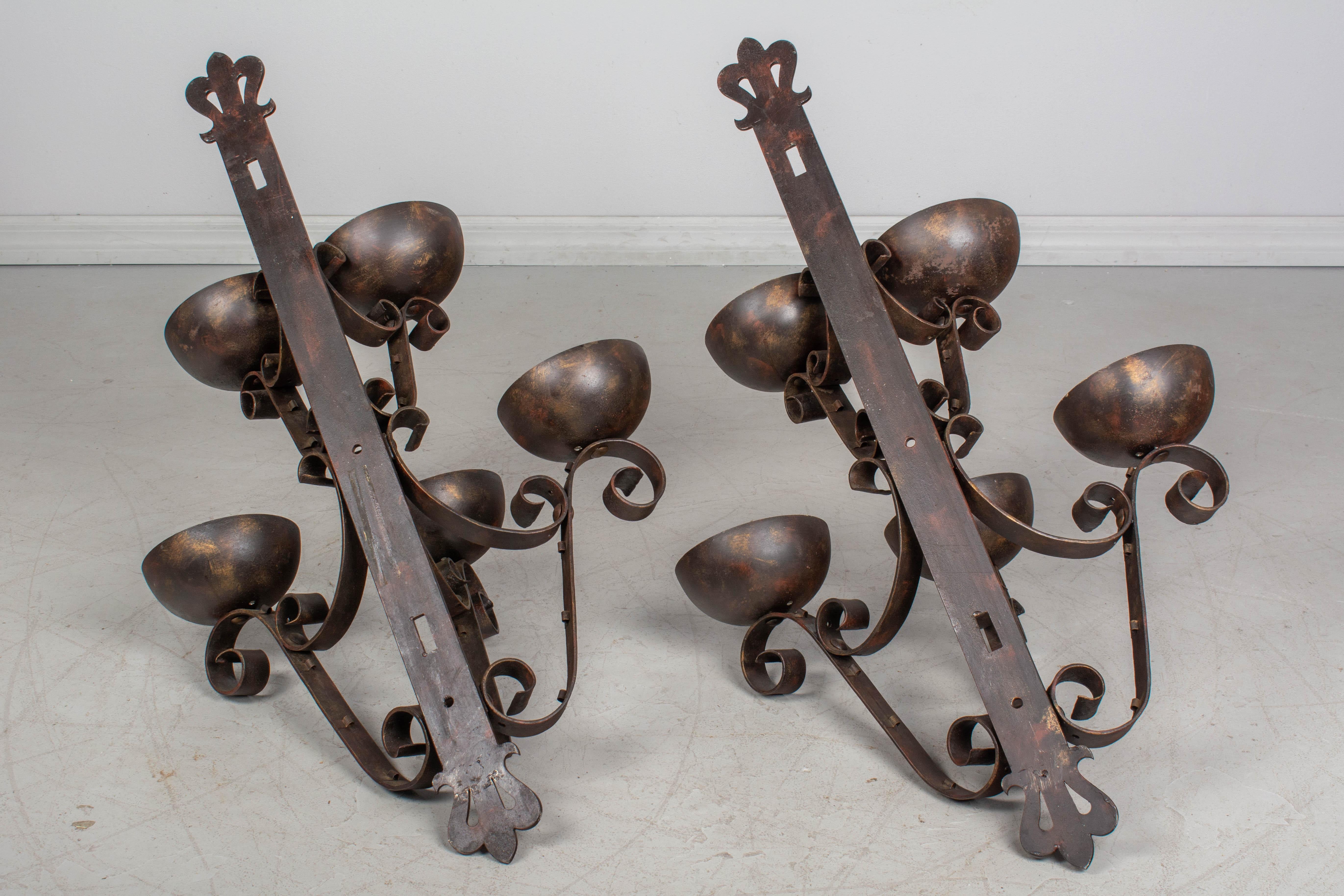 Art Deco Wrought Iron Large Theater Sconces For Sale 2