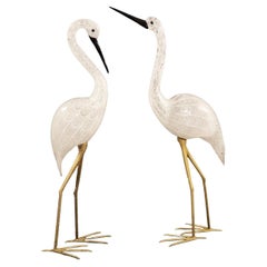 Pair of Large Art Glass Cranes by Licio Zanetti for Murano Glass