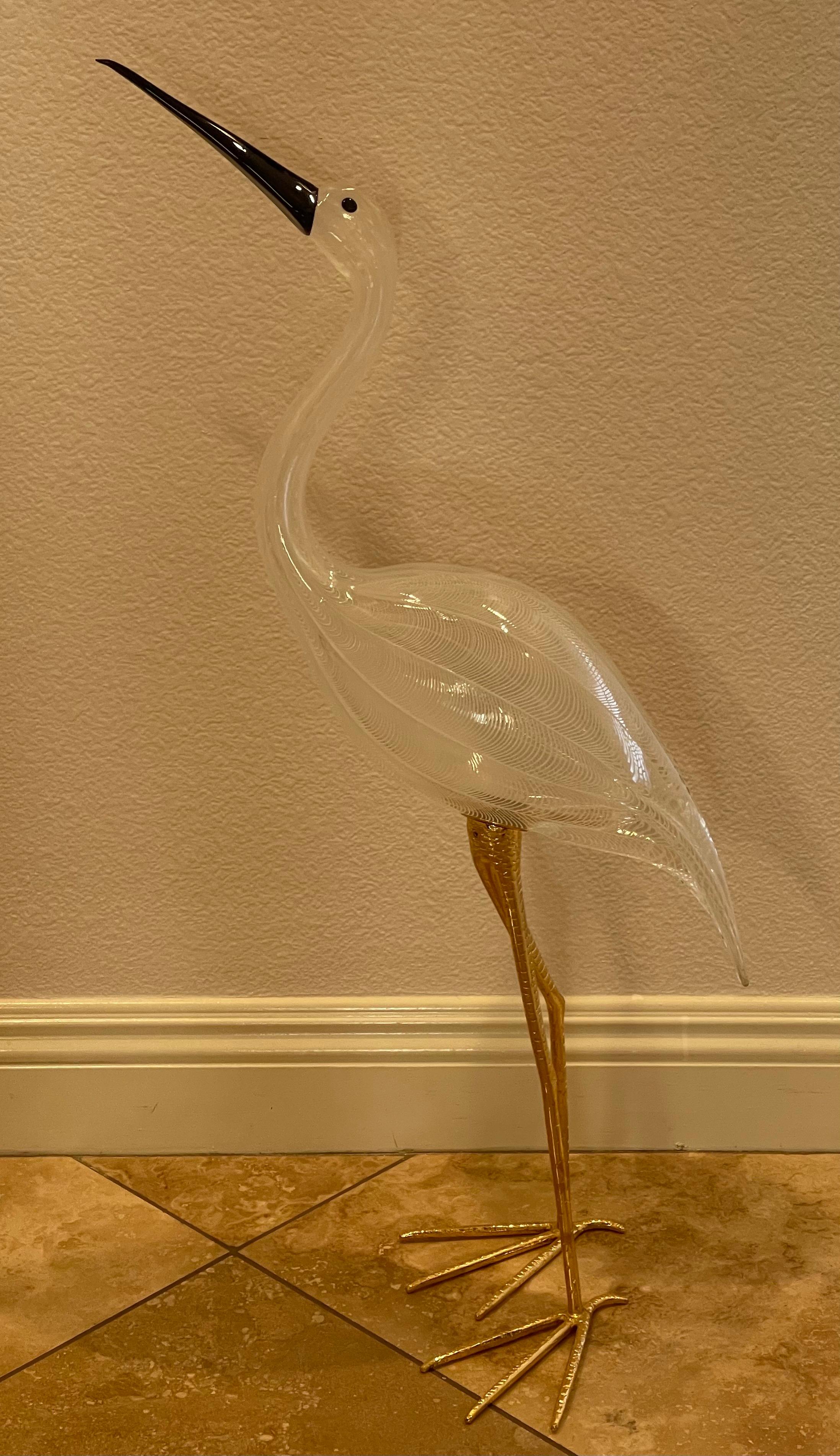 Pair of Large Art Glass Cranes by Licio Zanetti for Murano Glass Studios For Sale 3