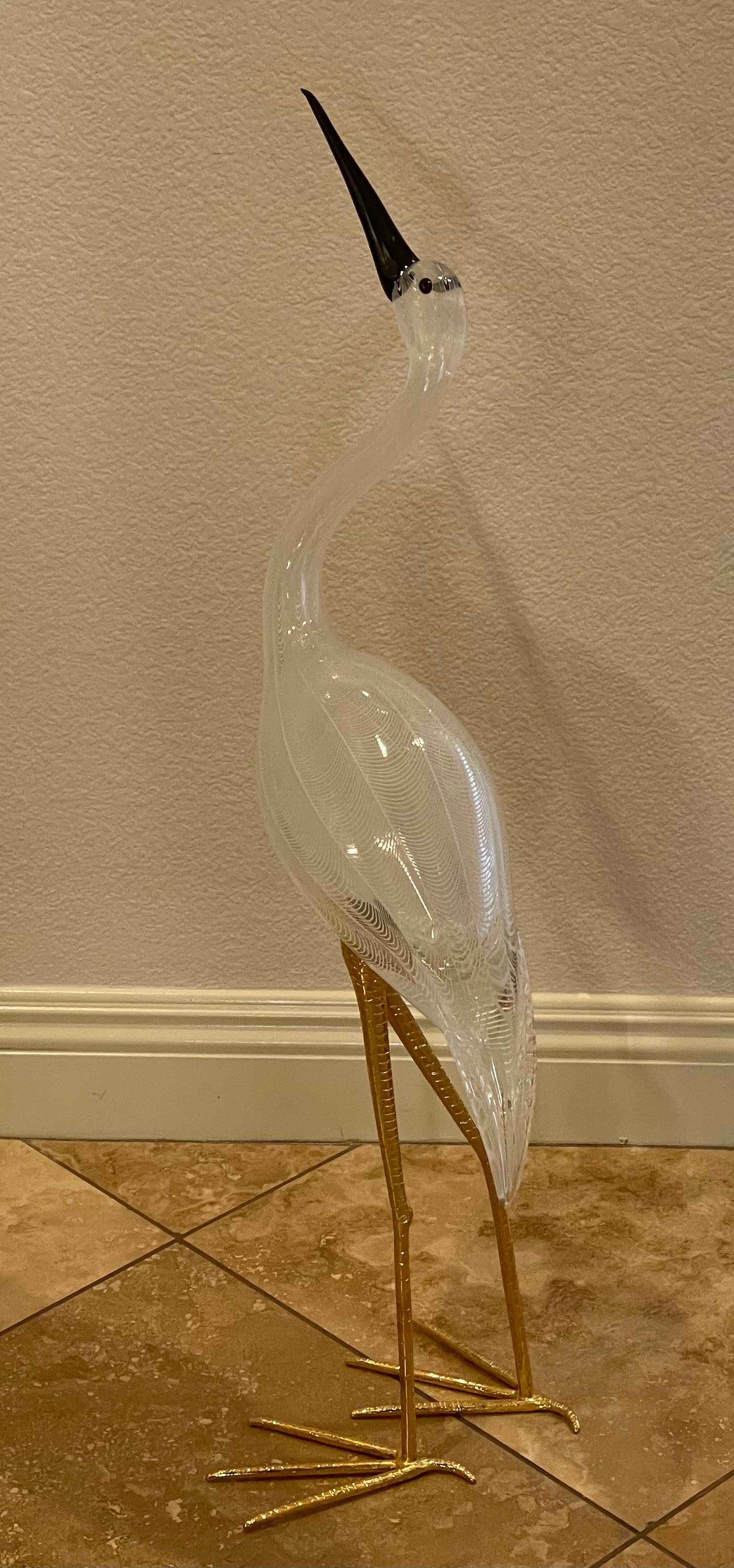 Pair of Large Art Glass Cranes by Licio Zanetti for Murano Glass Studios For Sale 4