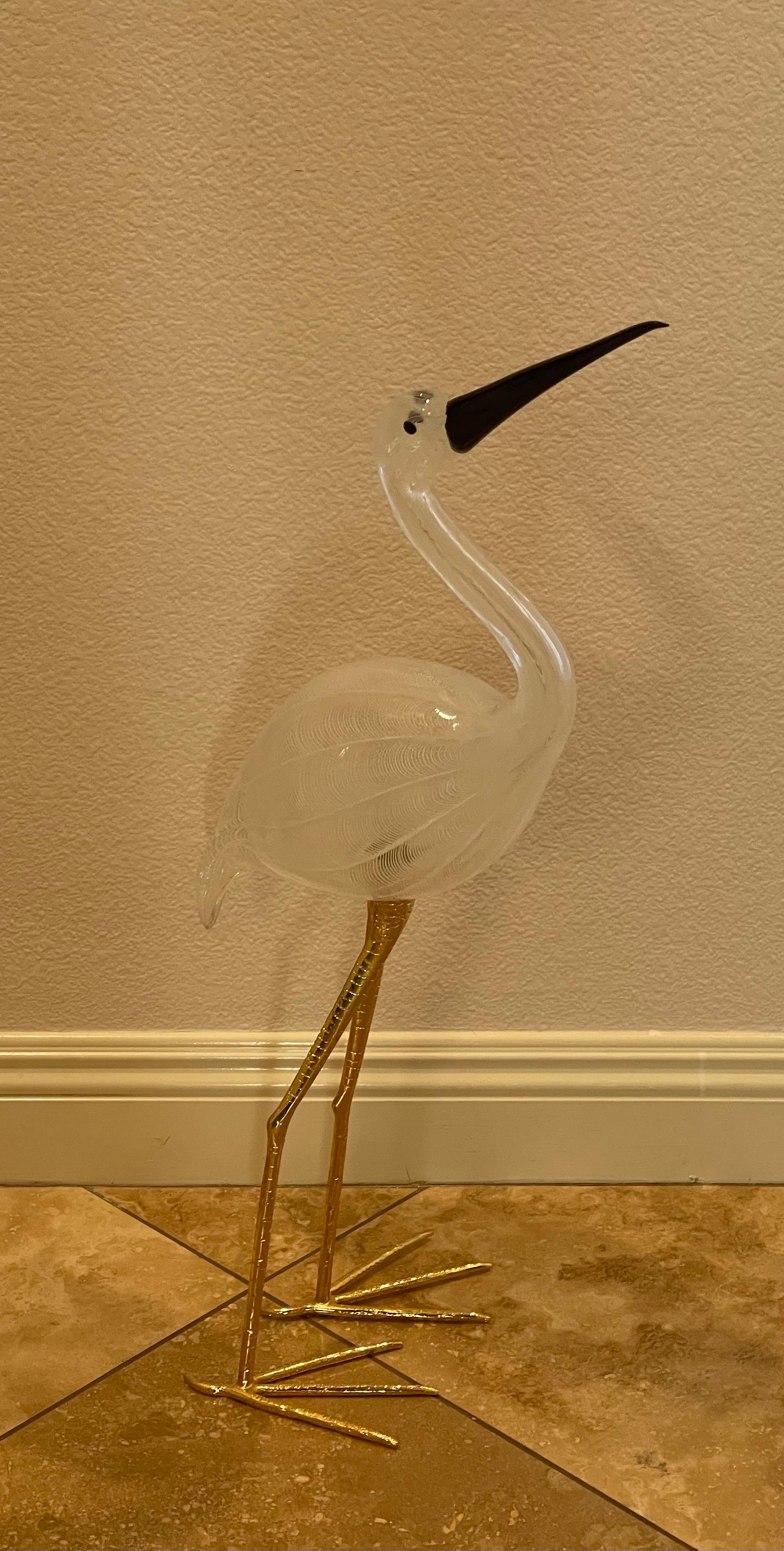 Pair of Large Art Glass Cranes by Licio Zanetti for Murano Glass Studios For Sale 5