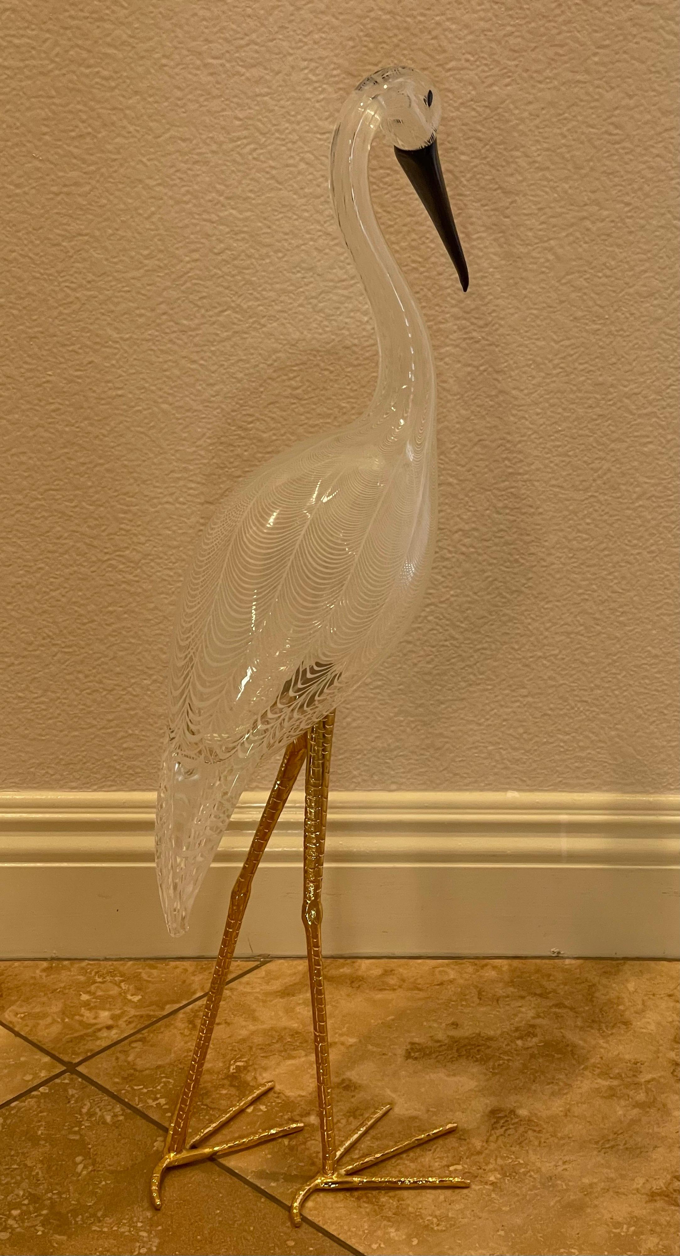 20th Century Pair of Large Art Glass Cranes by Licio Zanetti for Murano Glass Studios For Sale