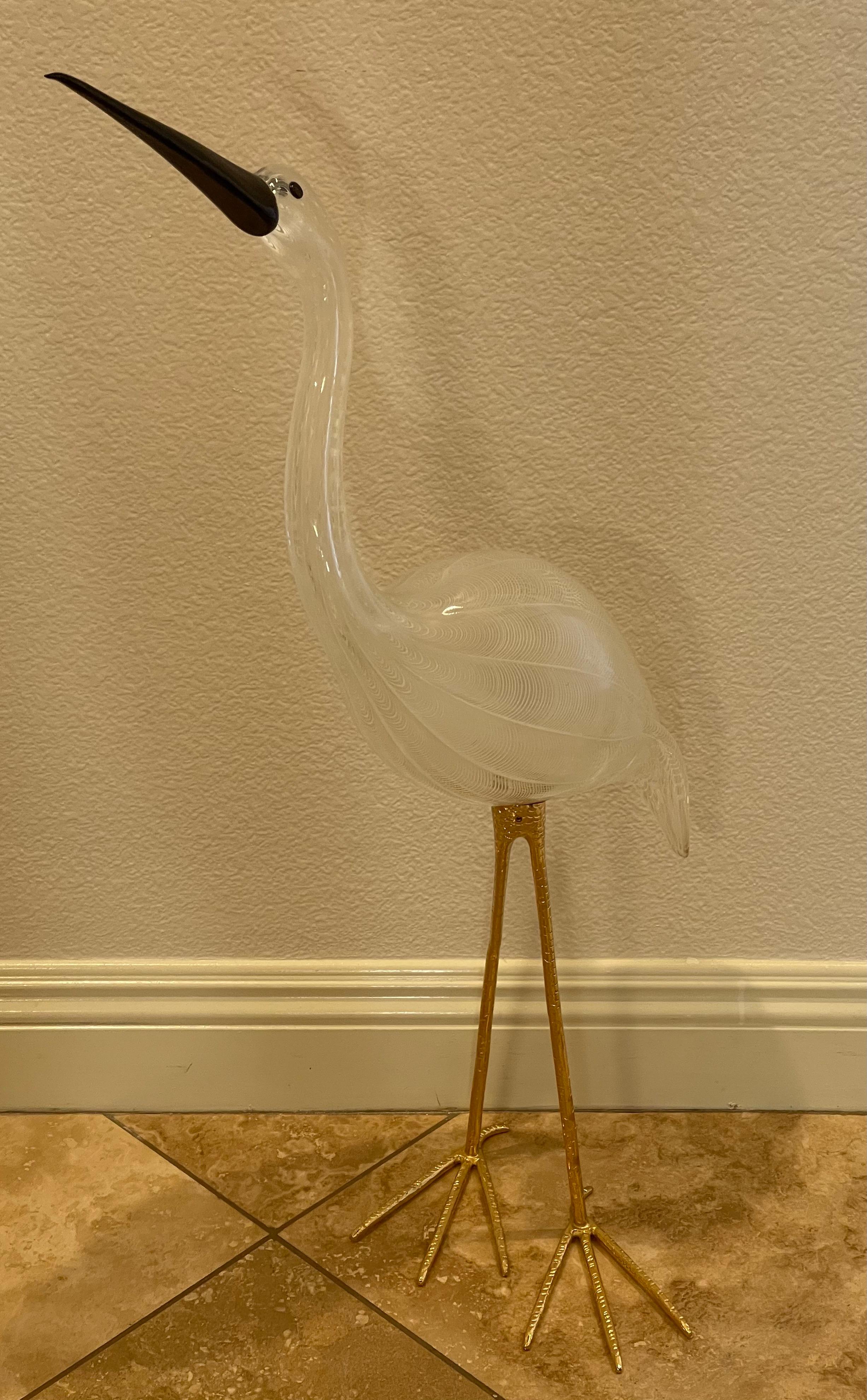 Pair of Large Art Glass Cranes by Licio Zanetti for Murano Glass Studios For Sale 2