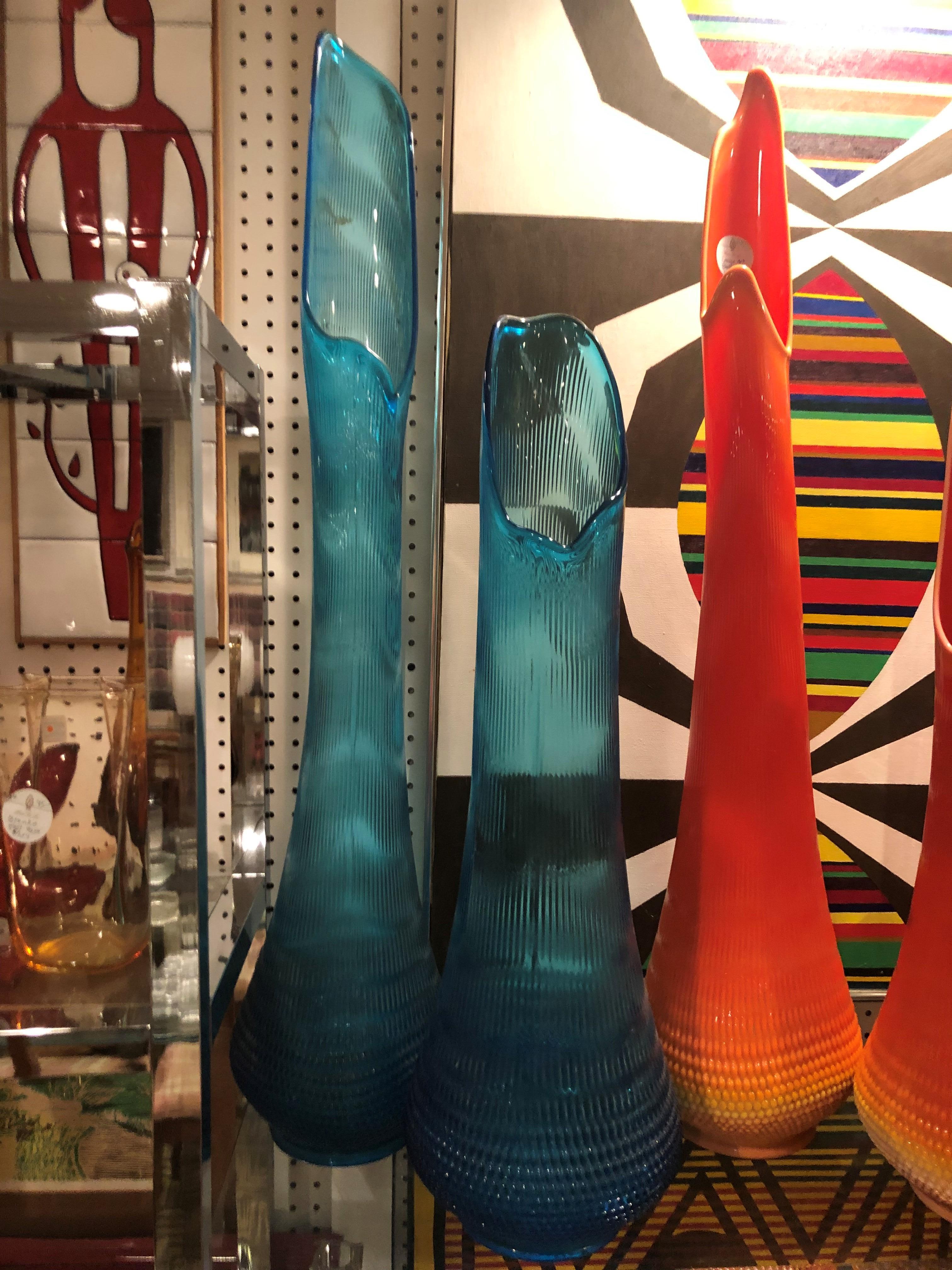 American Pair of Large Art Glass Vases by Viking