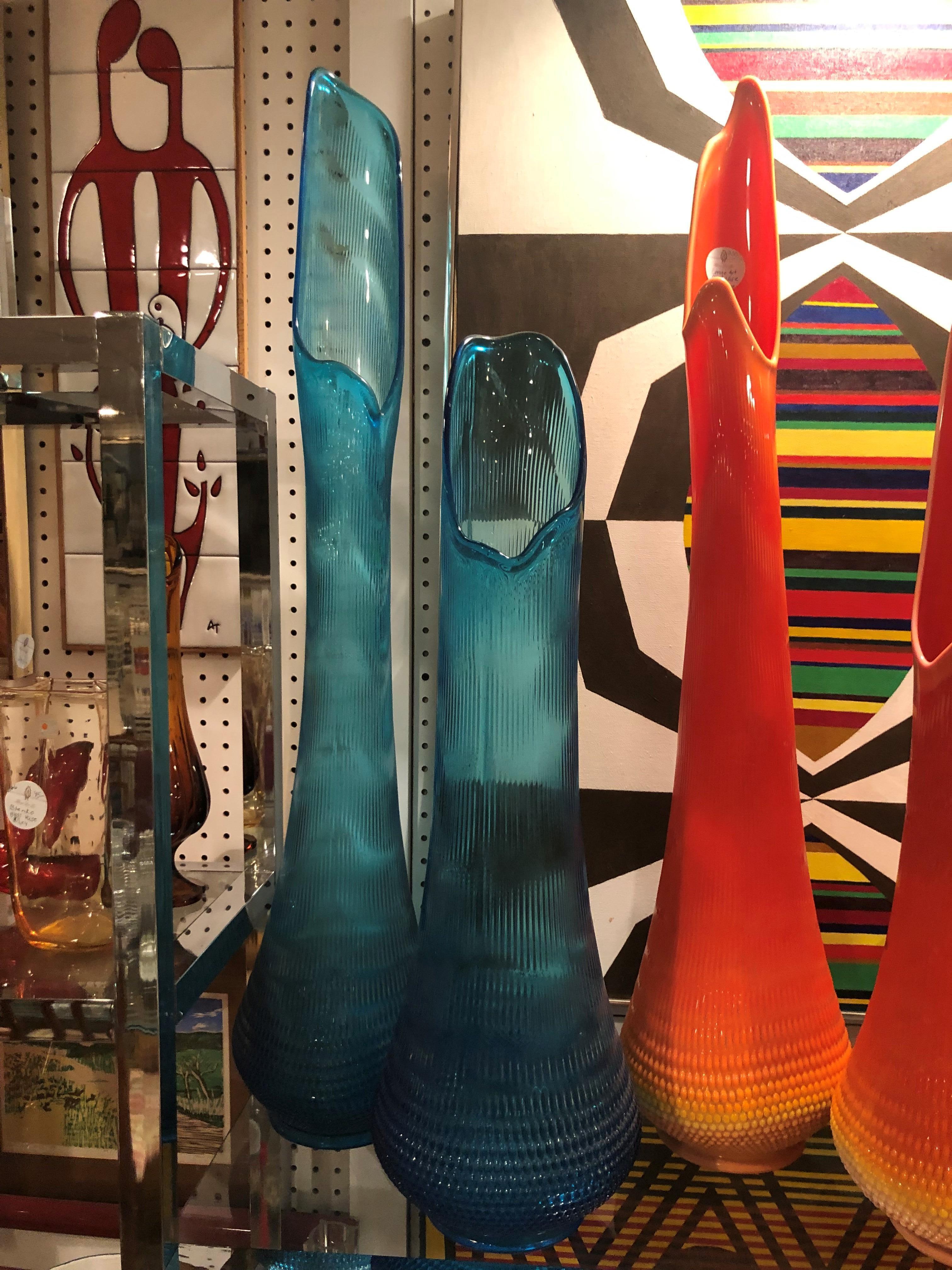 Pair of Large Art Glass Vases by Viking In Good Condition In Redding, CT