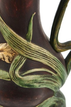 Pair Of Large Art Nouveau Austrian Pottery Ewers