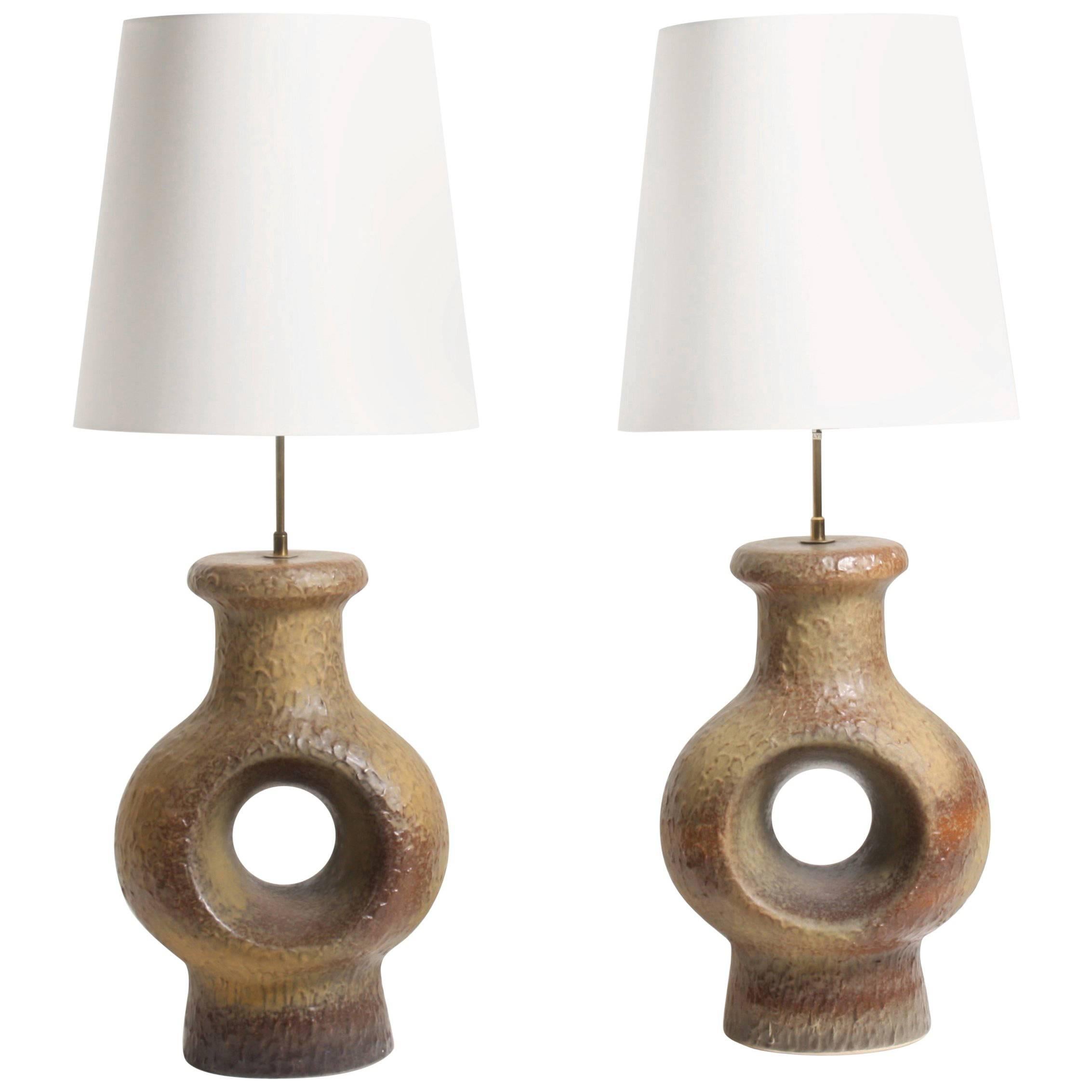 Pair of Large Artefact Table Lamps with Great Detailing