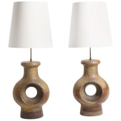Pair of Large Artefact Table Lamps with Great Detailing