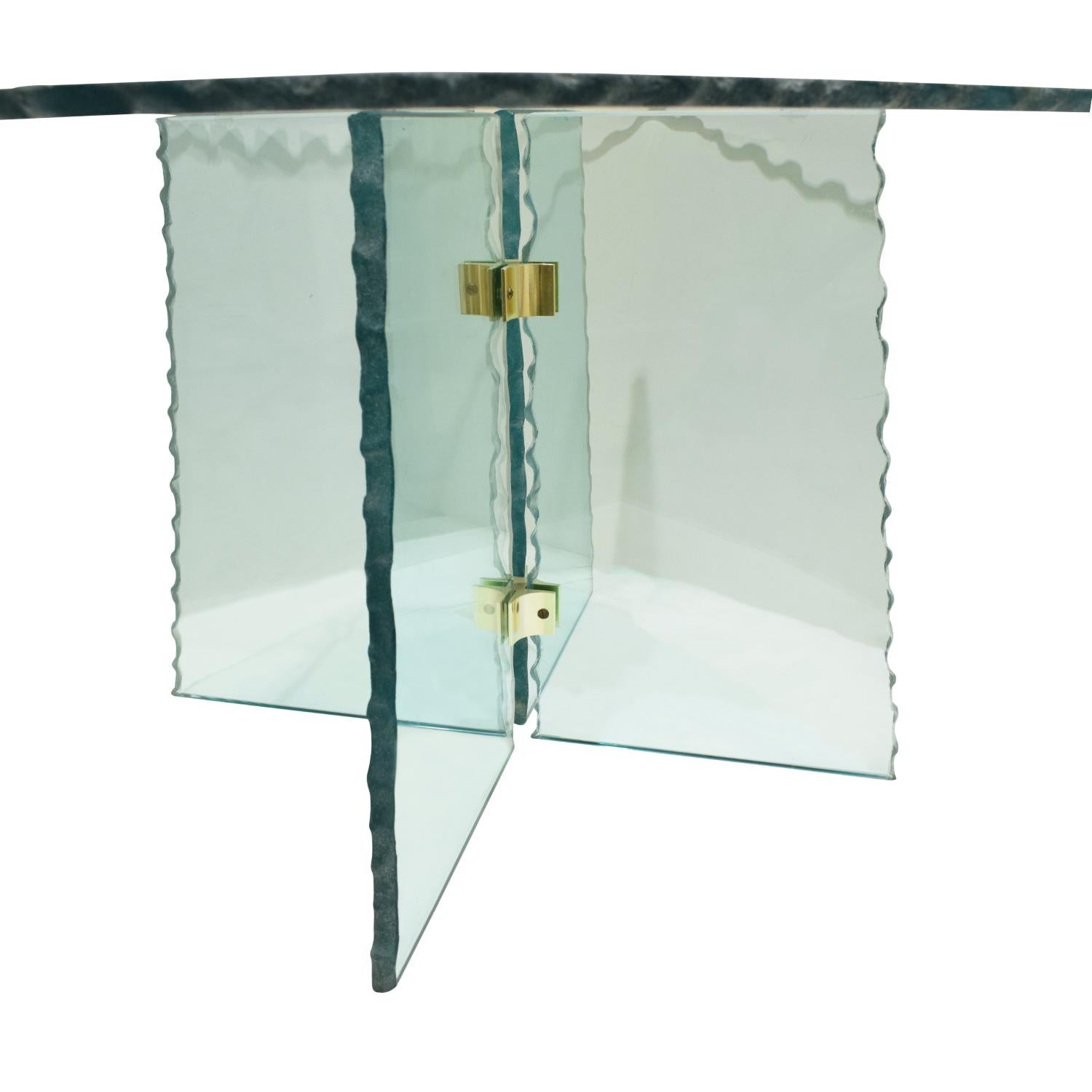Mid-Century Modern Pair of Large Artisan Italian Glass End Tables, 1970s For Sale