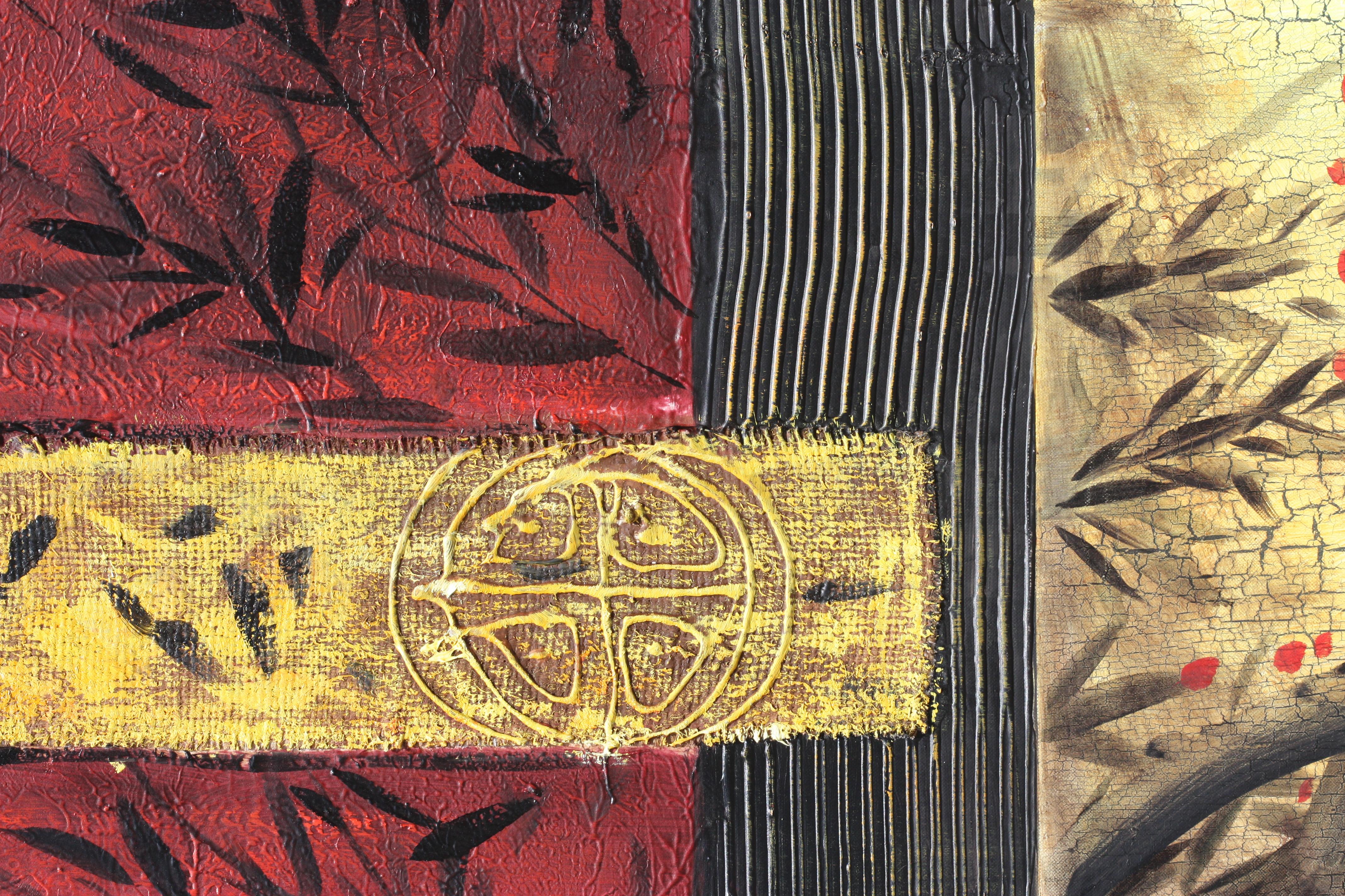 Paire de grands panneaux de toile peints d'inspiration asiatique en vente 3