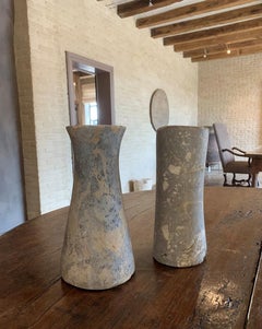Pair of Large Bactrian Marble Column Idols