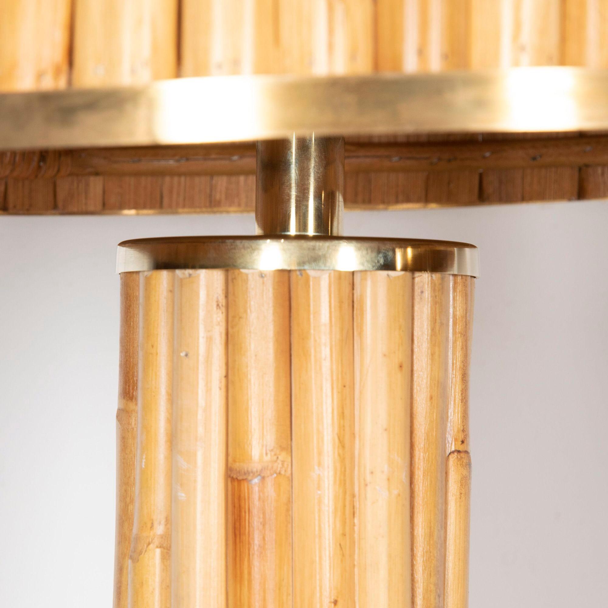 Italian Pair of Large Bamboo Table Lamps For Sale