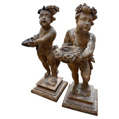 Pair of Large Baroque Cherubs, Late 17th to Early 18th Century
