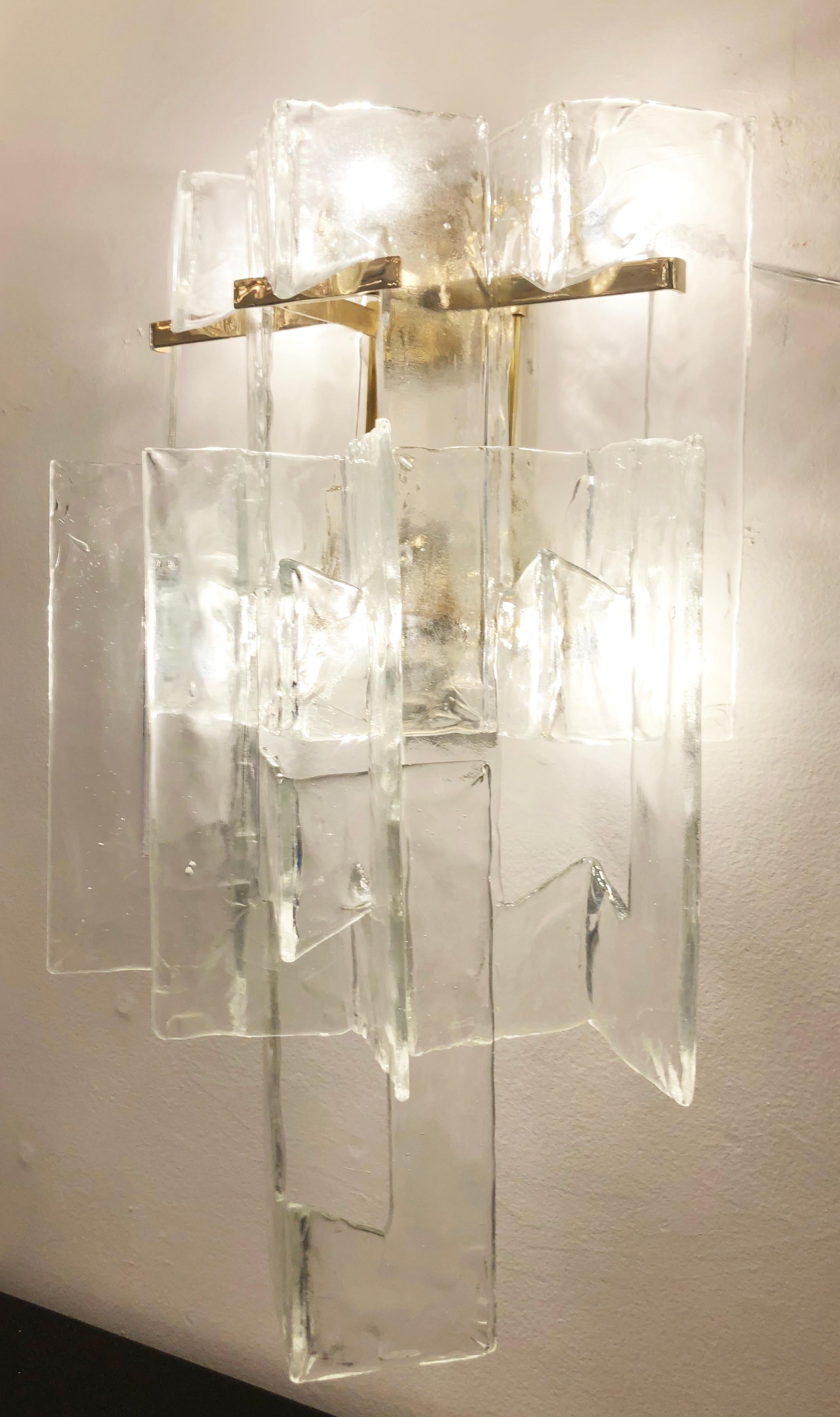 Mid-Century Modern Pair of Large Barovier and Toso Glass Sconces, Italy, 1960s
