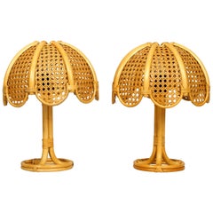 Pair of Large Beautiful 1960s Italian Midcentury Bamboo Table Lamps