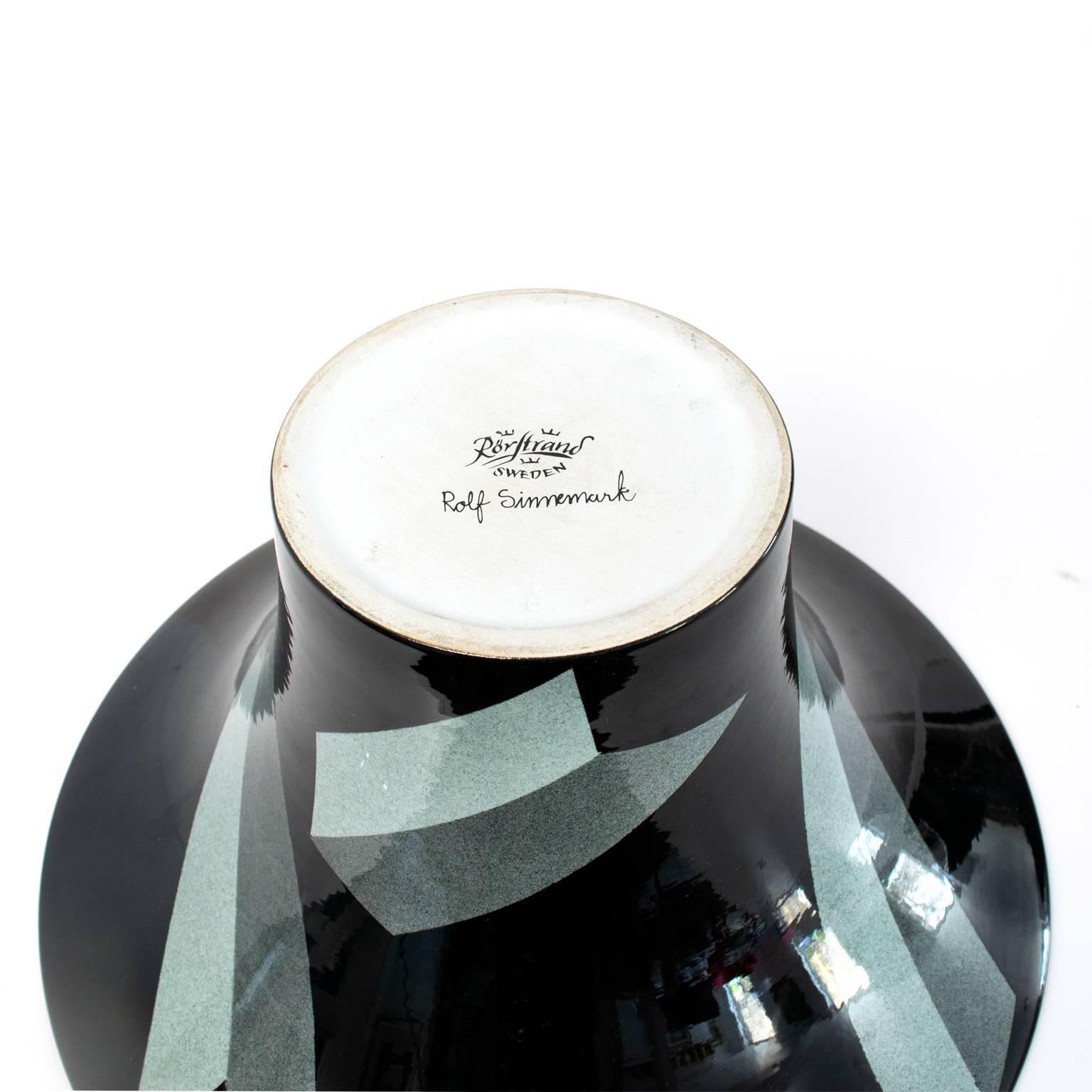 Pair of Large Beautiful Postmodern Porcelain Bowls Rolf Sinnemark for Rorstrand 1
