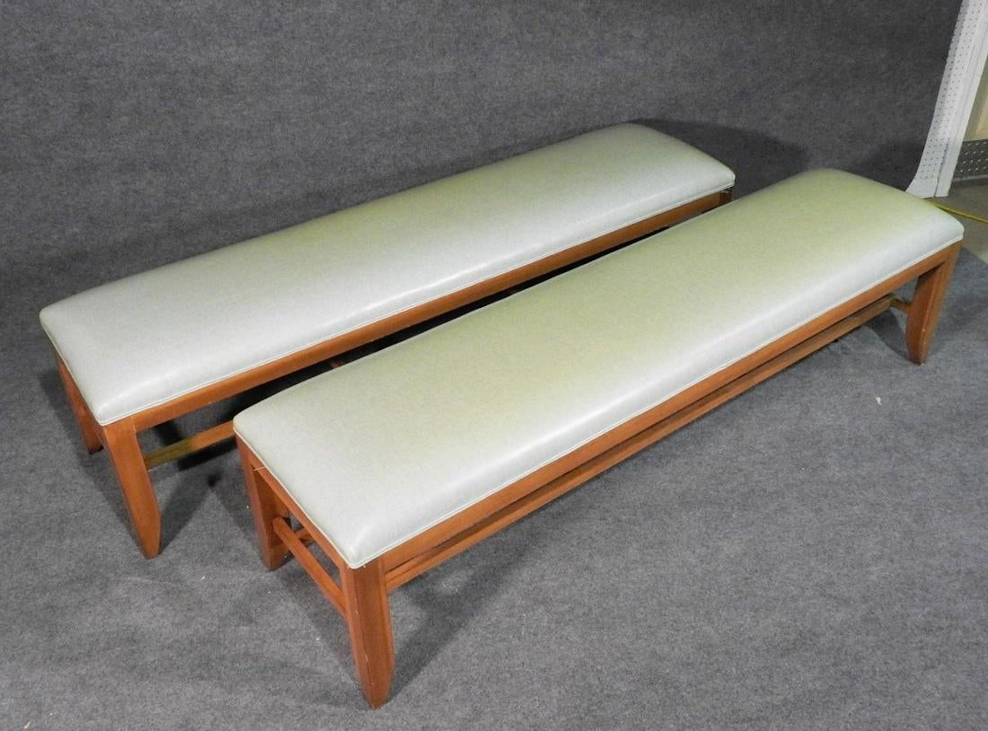 Oversized long benches with cushioned tops.
(Please confirm item location - NY or NJ - with dealer).
 