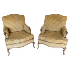 Pair of Large Bergere Style Club Chairs