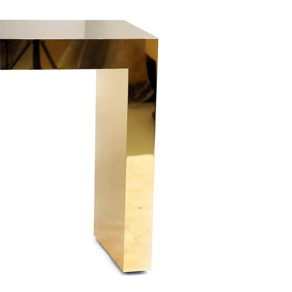 Icelandic Large Bespoke Gold Color Brass Metal Console Table by Railis Kotlevs Iceland For Sale