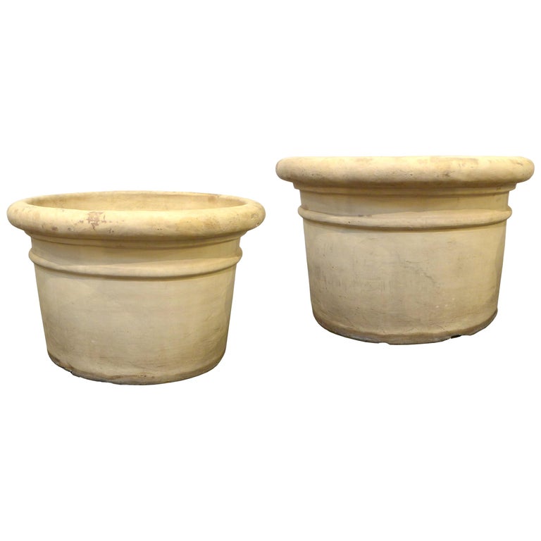 Pair of Large Bisque Terracotta Planters For Sale at 1stDibs