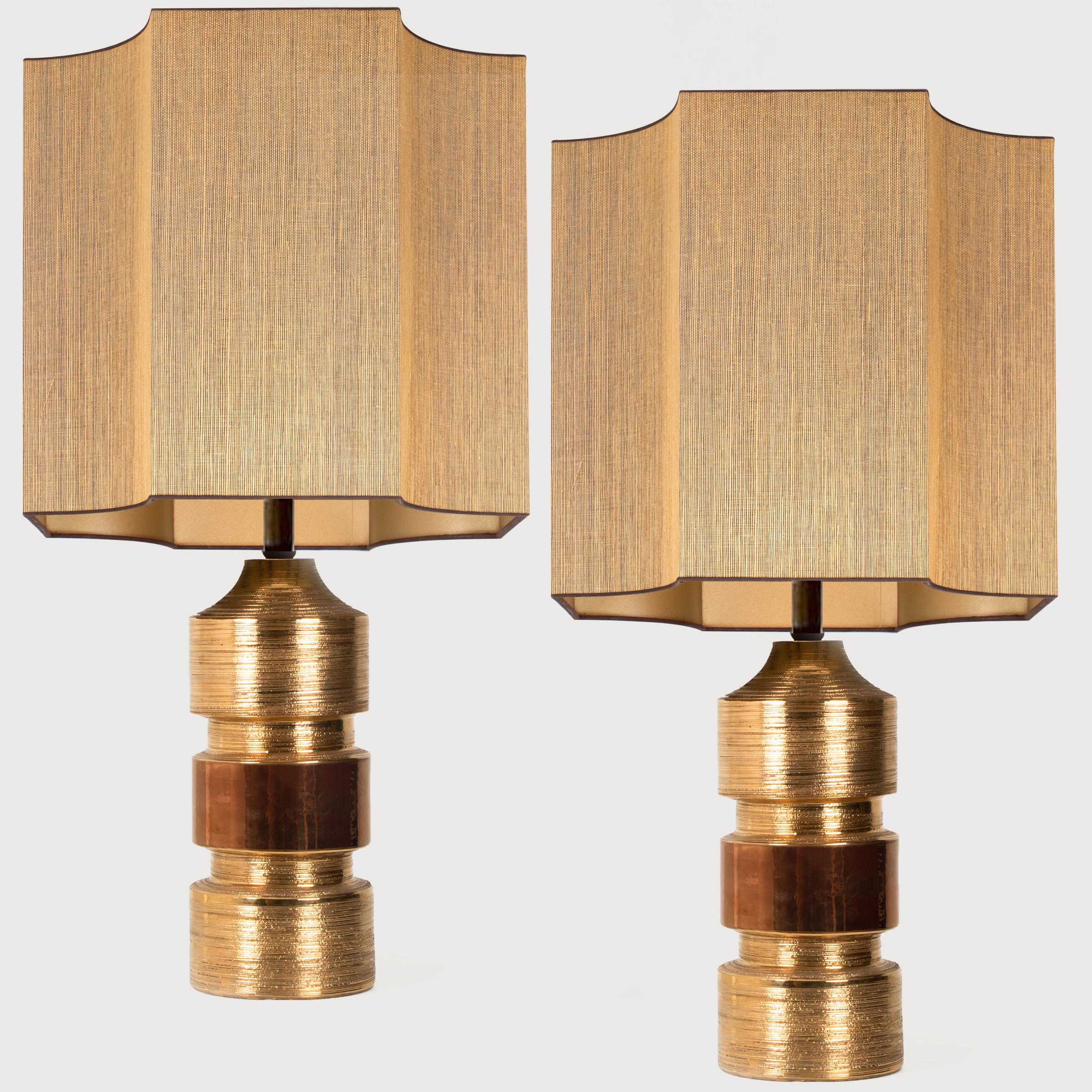 Pair of Large Bitossi Lamps for Bergboms, with Custom Made Shades by Rene Houben 6