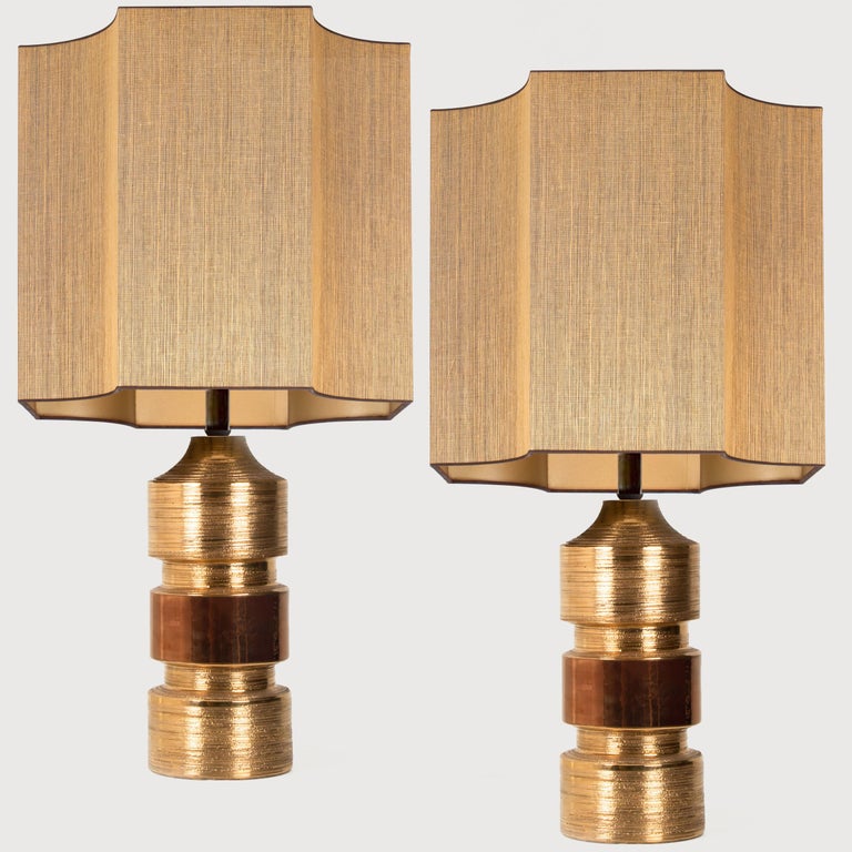 Pair of Large Bitossi Lamps for Bergboms, with Custom Made Shades by Rene Houben For Sale 6