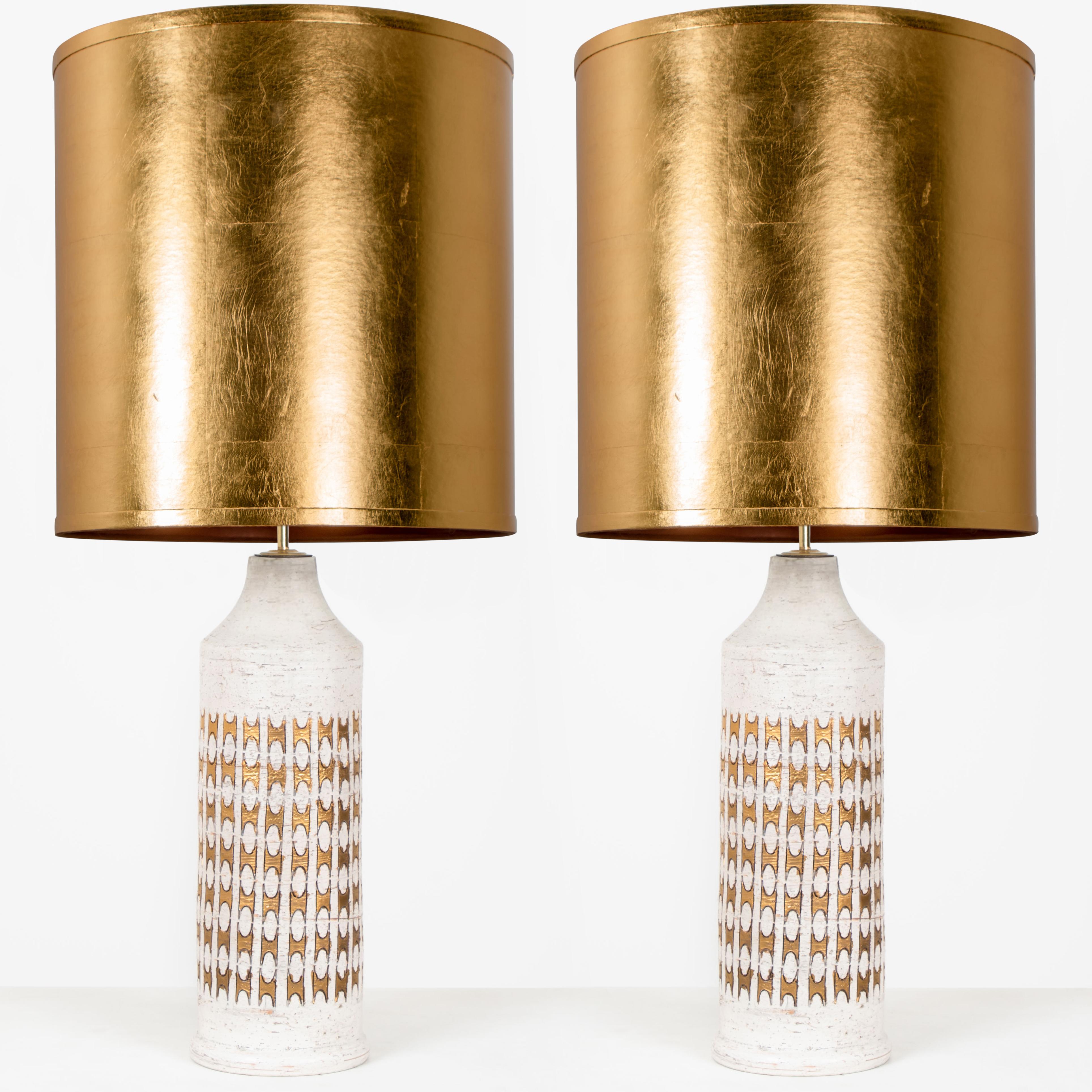 Pair of Large Bitossi Lamps for Bergboms, with Custom Made Shades by Rene Houben 7