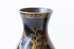 Pair of Large Black and Gilt Chinoiserie Vases