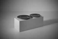 Pair of Large Black glazed Ceramic platters, France 1960s
